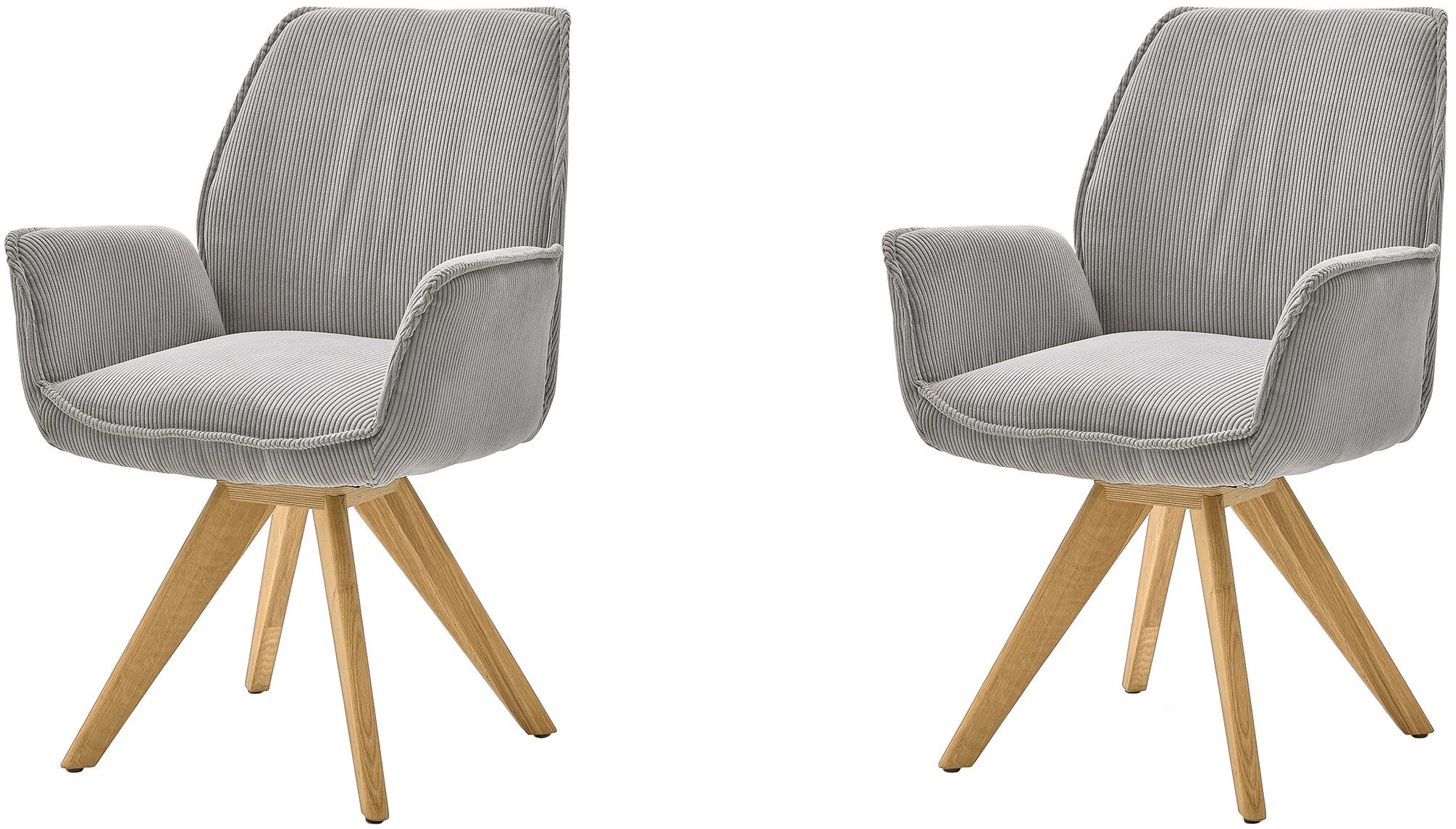 Musterring Esszimmerstuhl Tiama (Set, 2 St), Stativgestell Eiche massiv, 180° drehbar, Stoff Cord oder Bouclé