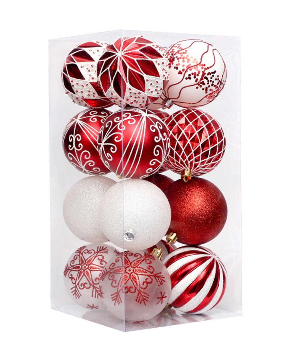 Dekorative Weihnachtsbaumkugel Weihnachtskugeln Set, Schöne Christbaumkugeln Kunststoff Deko (16 St), Für Weihnachtlichen Partys Dekoratvie, Bruchsicher Mehrweg Rot