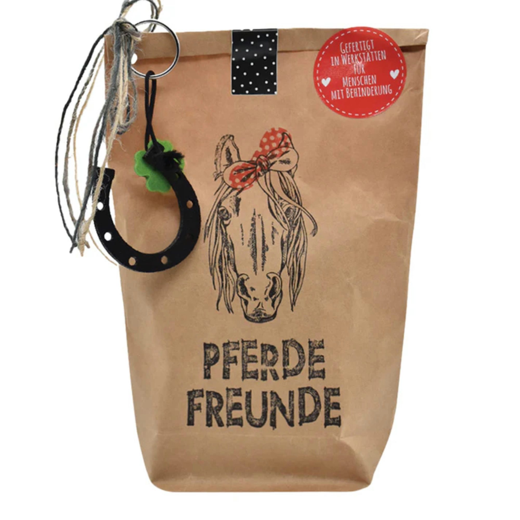 Wunderle Wundertüte Pferdefreunde Wundertüte mit Hufeisen Anhänger, Pferde Fan, Mitbringsel, Geschenk, Geschenkidee für Freundin, Frauen, Männer
