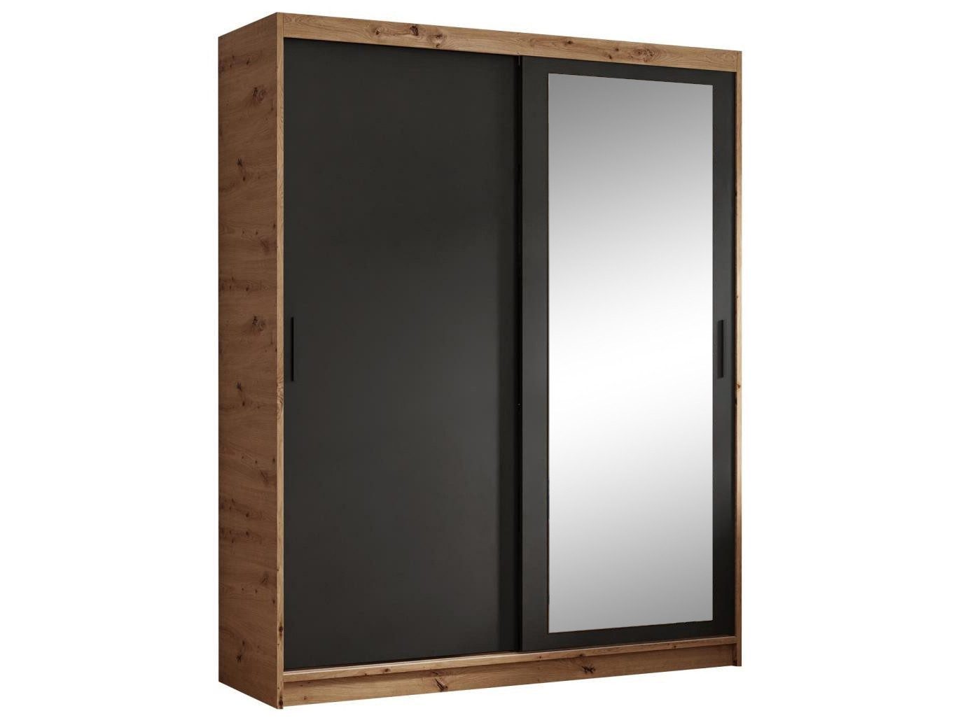 Beautysofa Kleiderschrank HELA (Schrank mit Spiegel, Breite: 100 cm, 120 cm oder 180 cm) Weiß, Schwarz oder Schwarz + Artisan