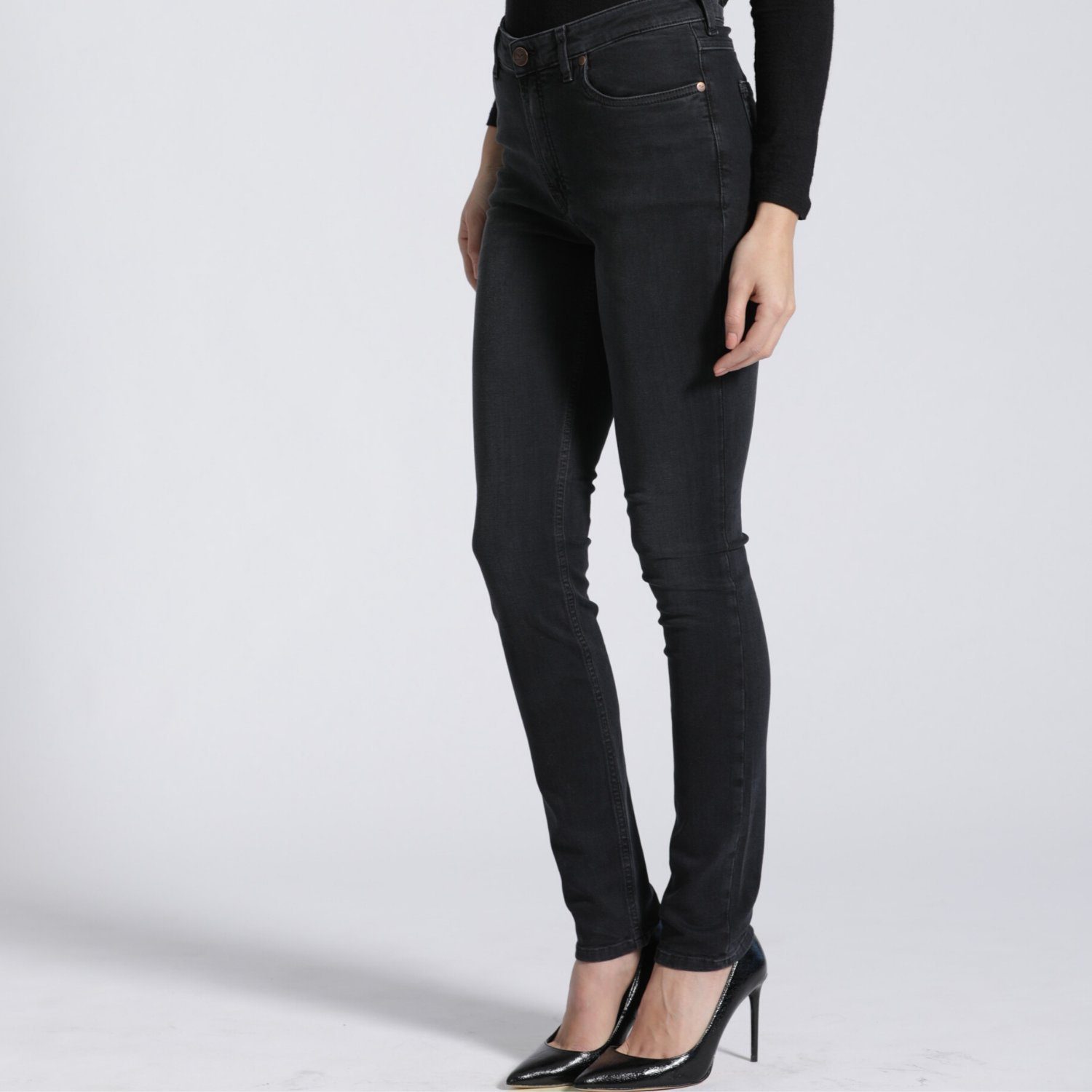 High-waist-Jeans 5-Pocket-Style, Black fv-Han:na, High Waist Hyperflex Denim, Damenjeans Raven High Waist, Skinny, Feuervogl