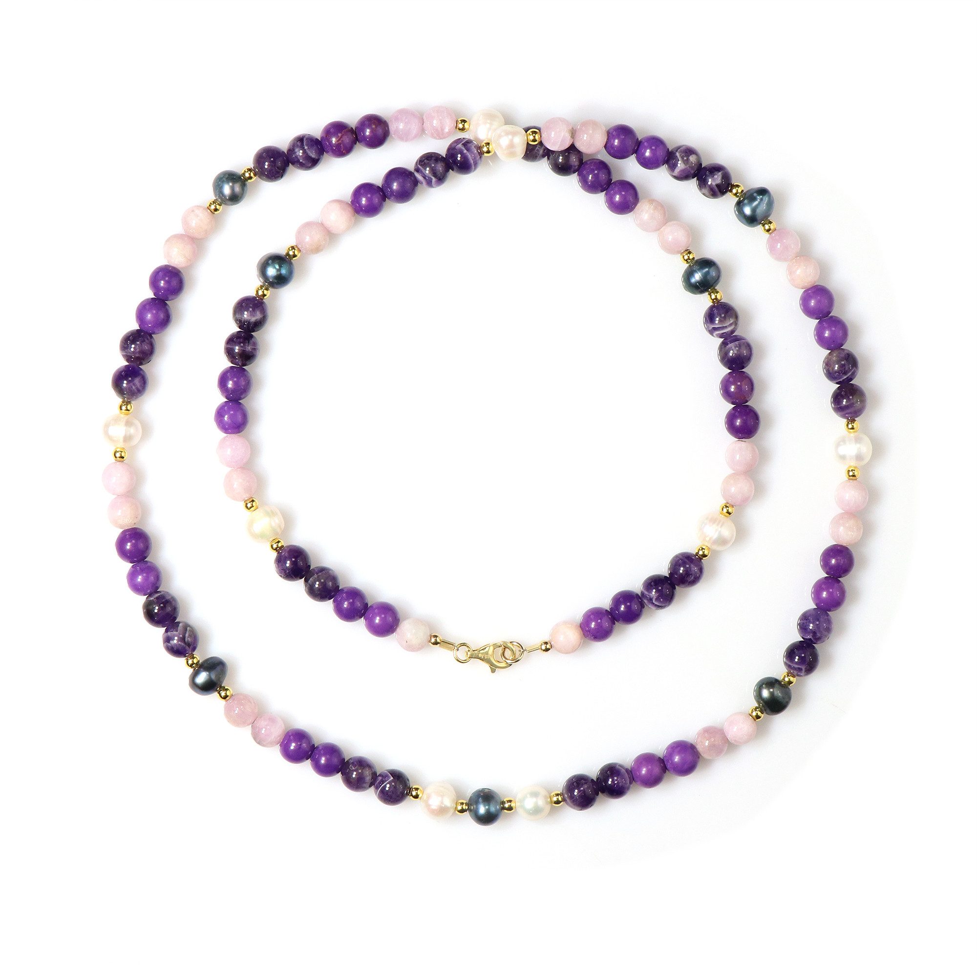 Silberkette Sambische Amethyst-Halskette aus vergoldetem Silber