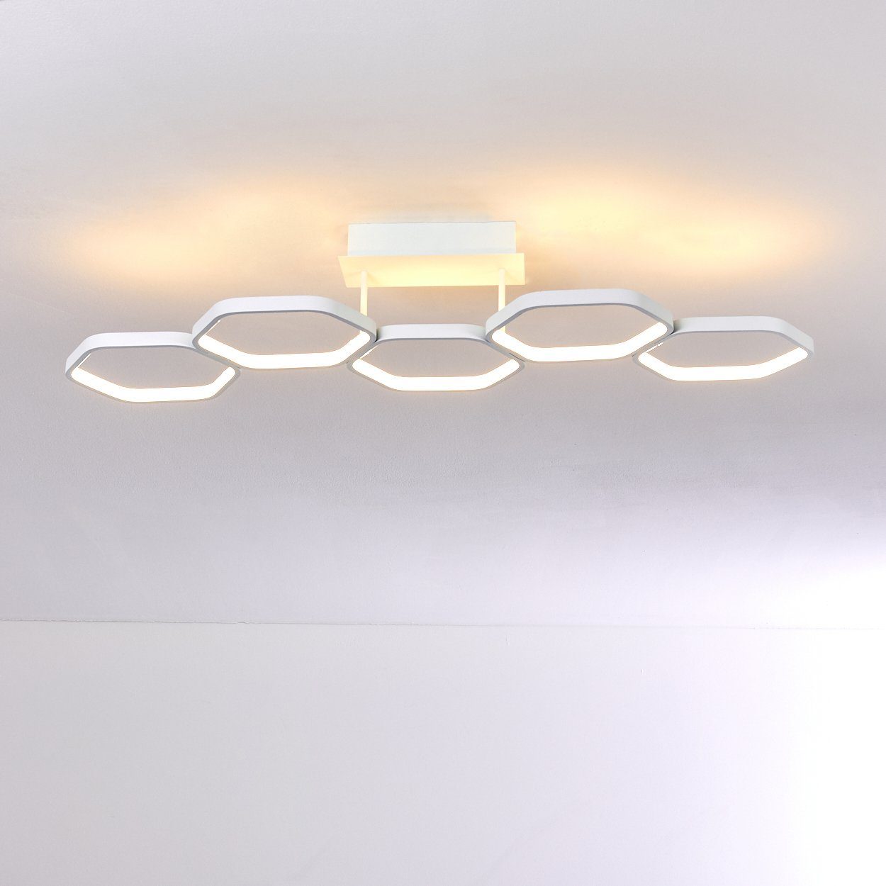 3000 Kelvin, Metall 3000 Watt, »Lierna« aus Weiß, über dimmbar moderne Lumen, Deckenlampe Deckenleuchte hofstein in 24 Lichtschalter