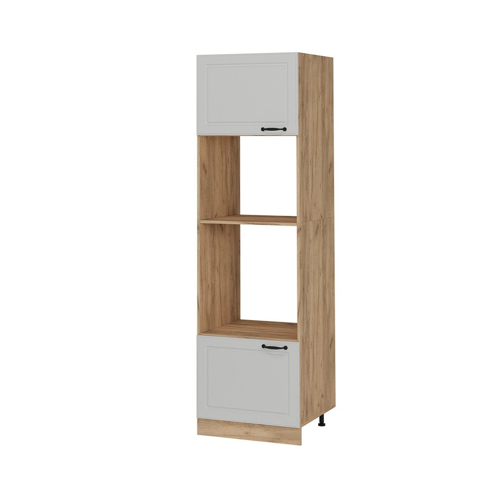 Vicco Mikrowellenumbauschrank R-Line, Weiß Landhaus/Goldkraft Eiche, günstig online kaufen