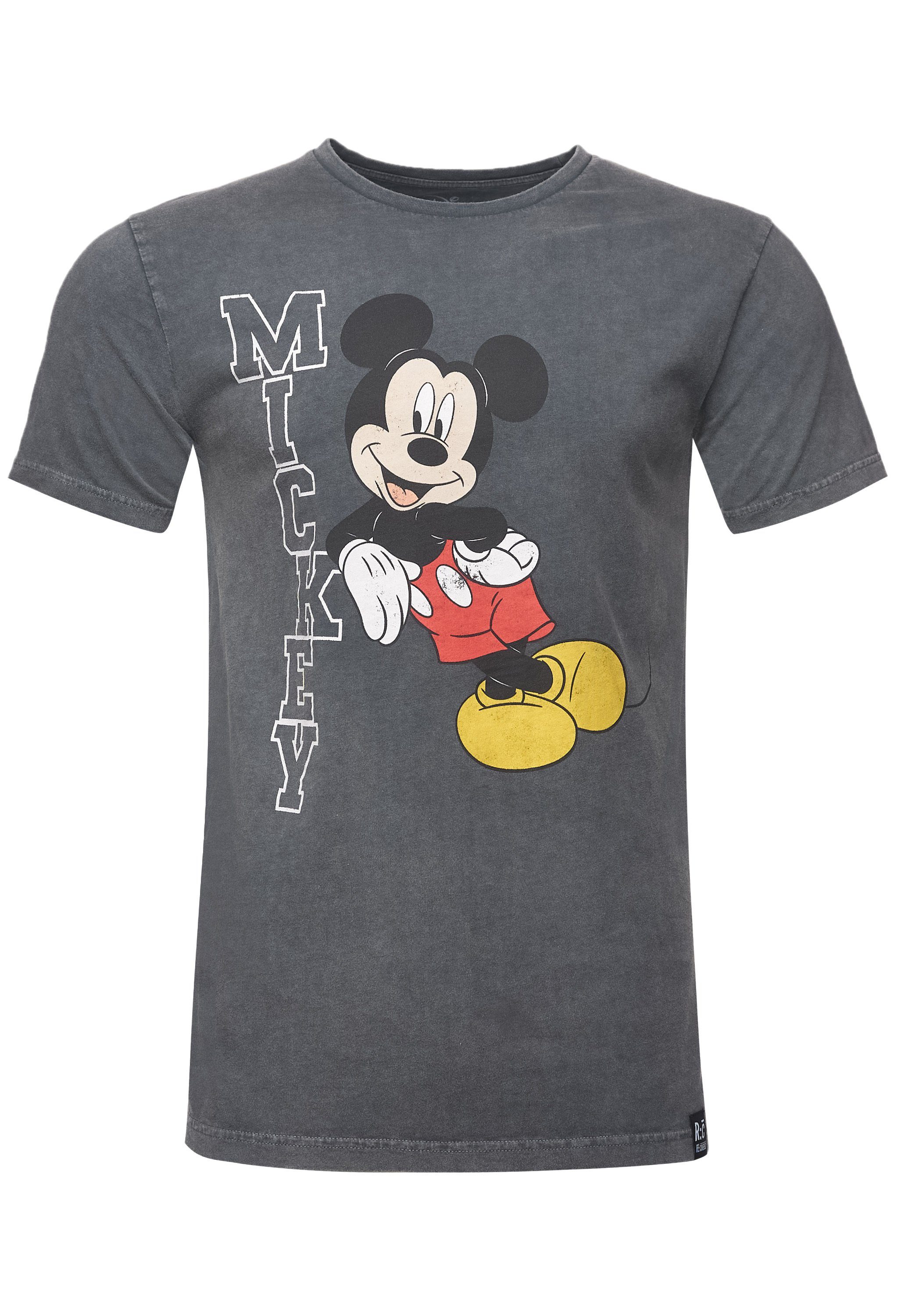 GOTS dunkelgrau Bio-Baumwolle Leaning T-Shirt zertifizierte Disney Recovered Mickey