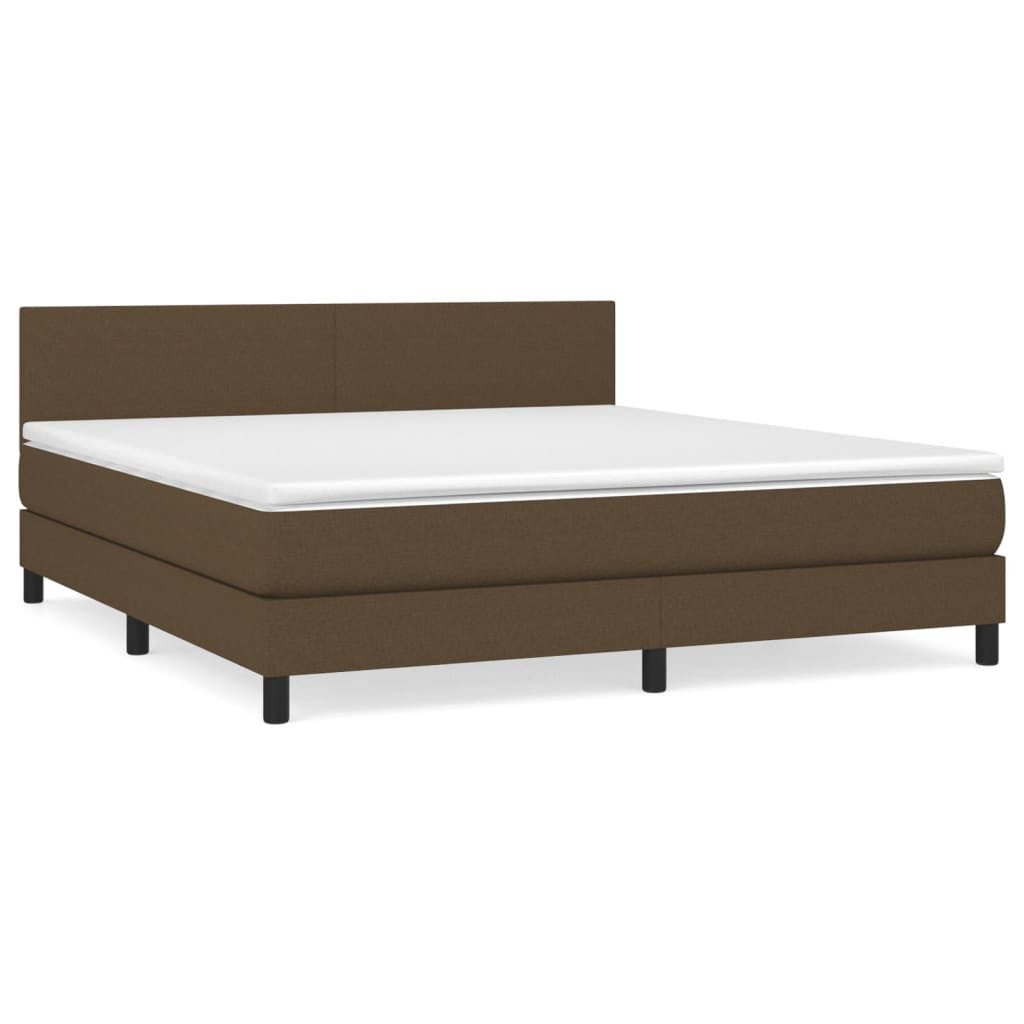 vidaXL Boxspringbett, Boxbett mit Matratze Dunkelbraun 160x200 cm Stoff günstig online kaufen