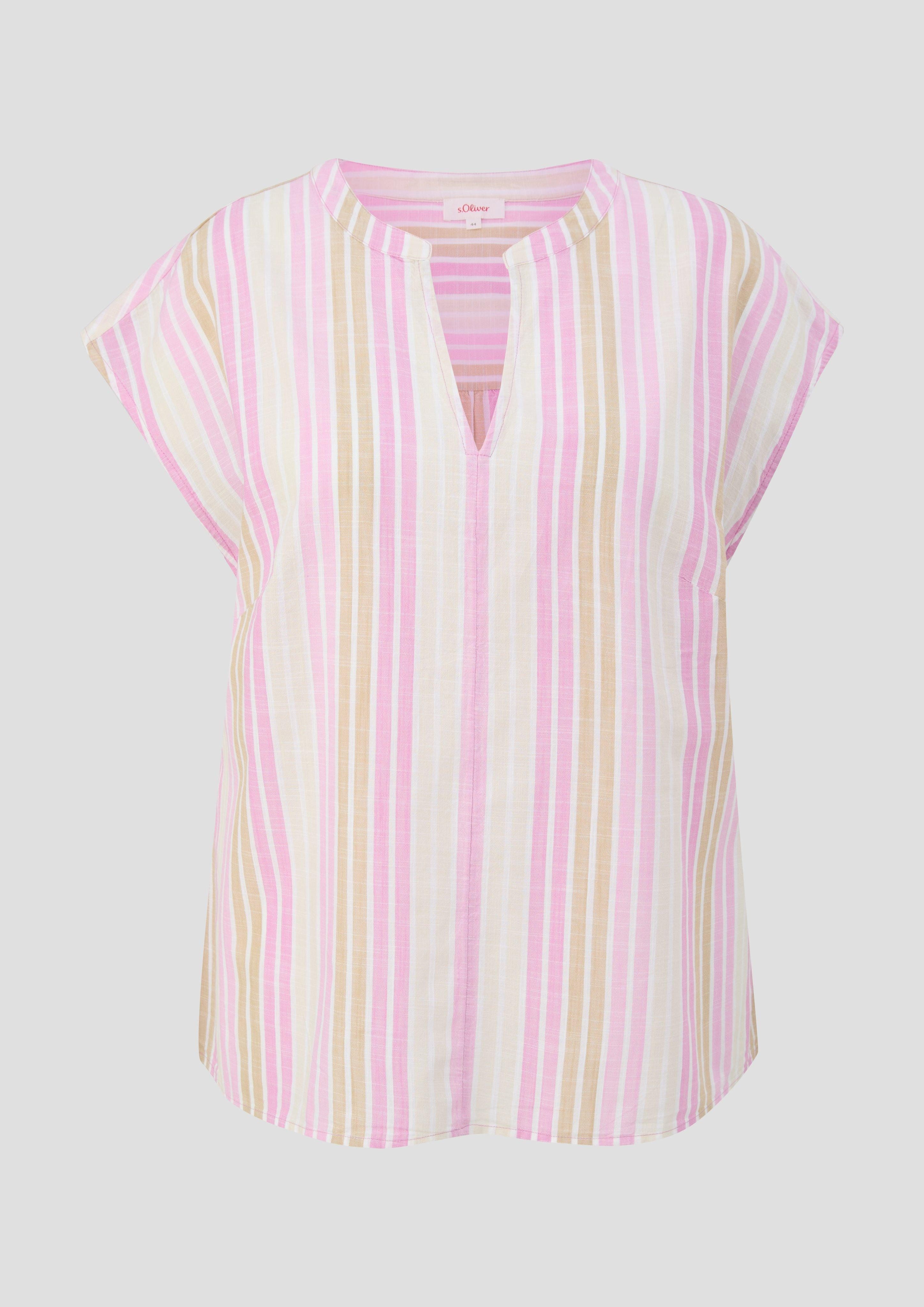 s.Oliver Blusentop Gestreifte Baumwoll-Bluse im Relaxed günstig online kaufen