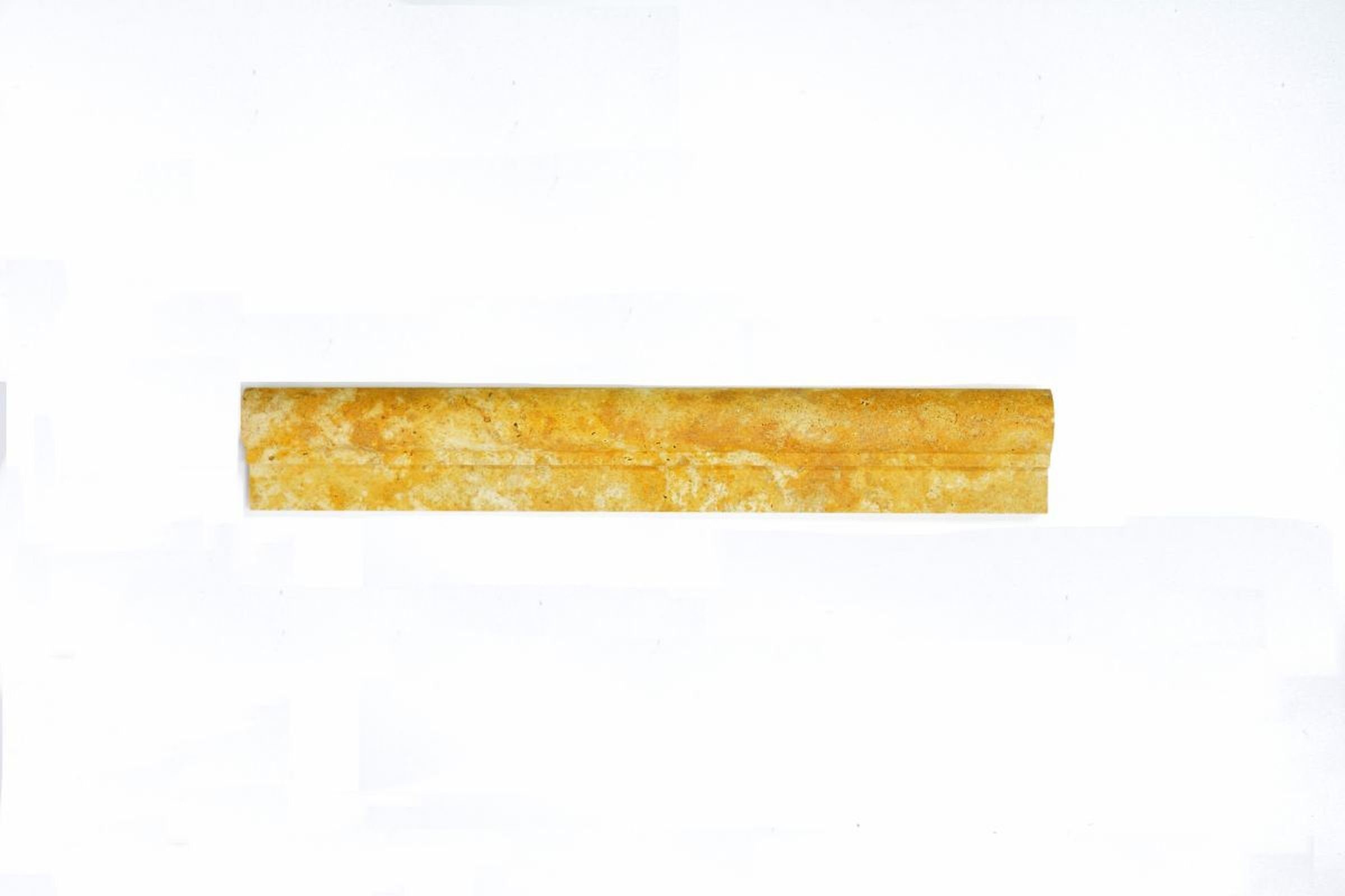 Mosani Fliesen-Bordüre Profil Travertinmosaik Borde gelb matt / 10 Stück