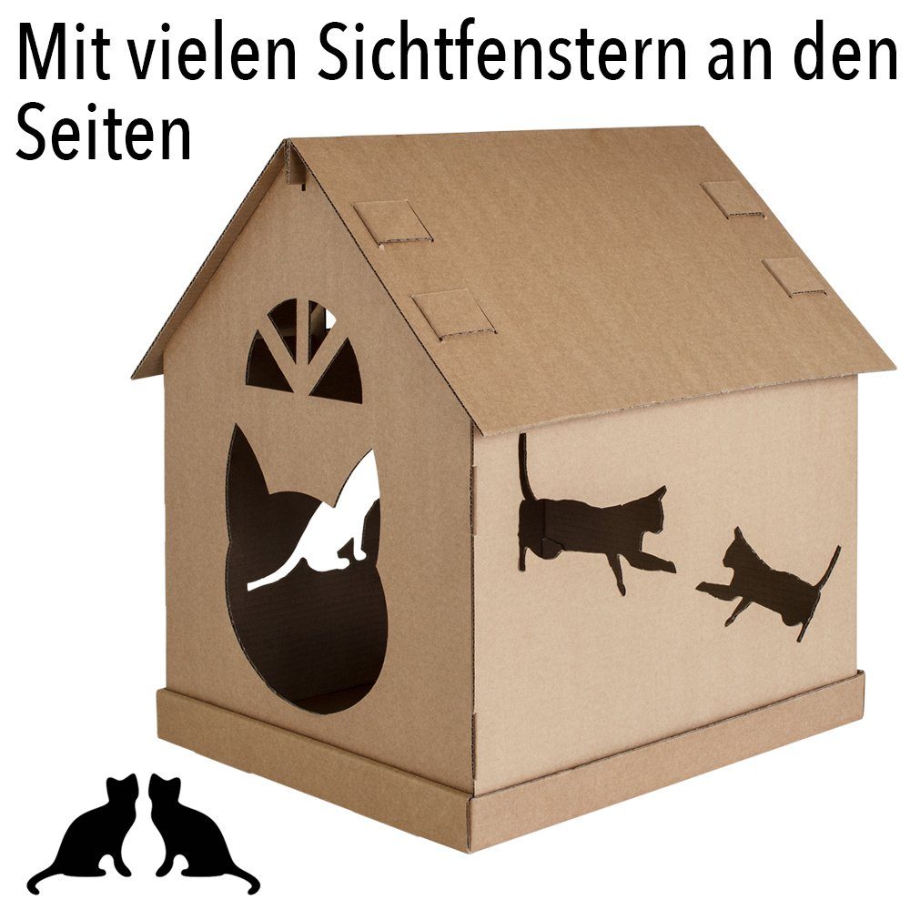 Thumbnail - Petigi Tierhaus Katzenhaus Katzenhöhle Haus Pappe Katzennest Kartonhaus Katzenpapphaus