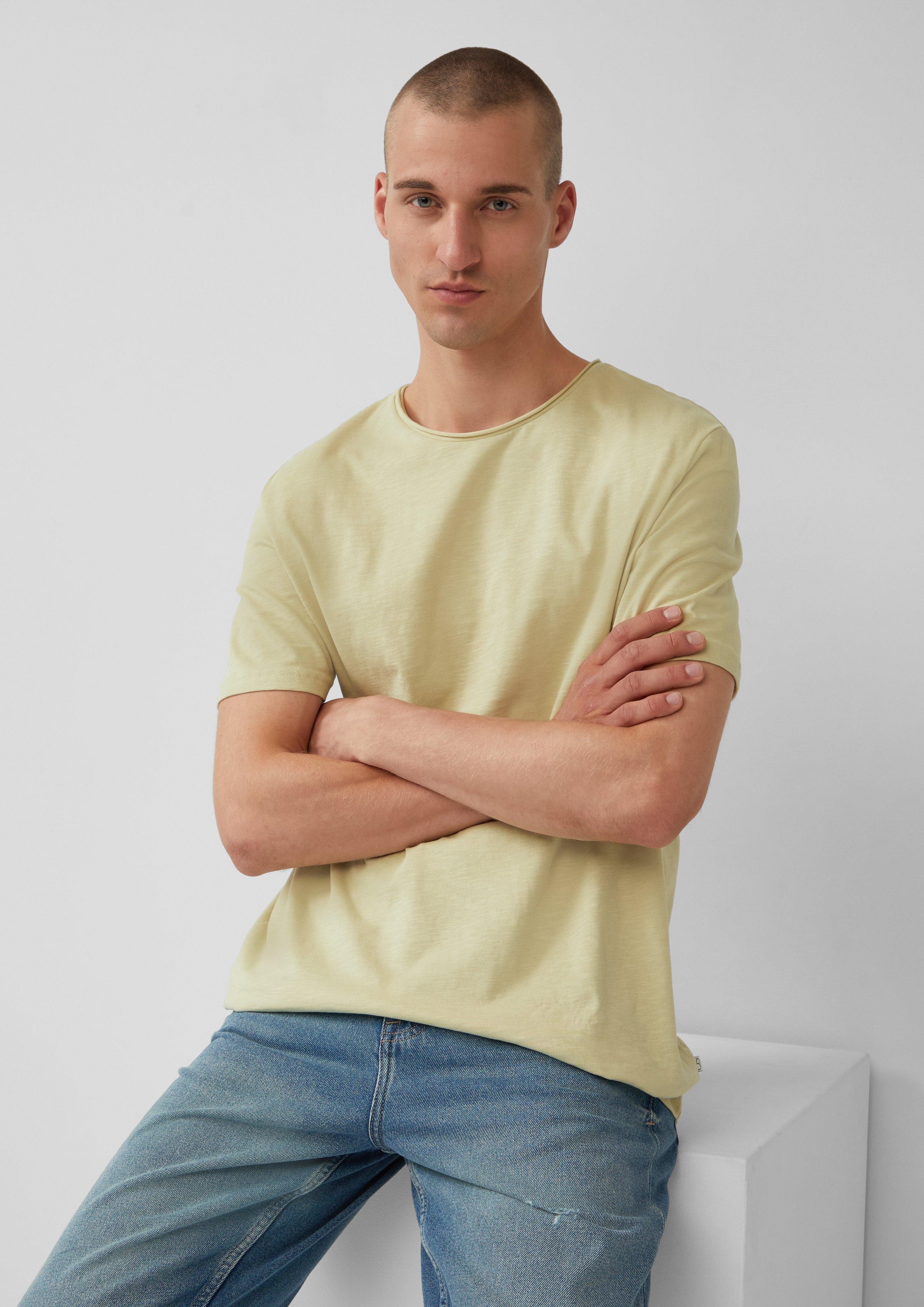 QS Langarmshirt Baumwollshirt mit Rollkante und günstig online kaufen