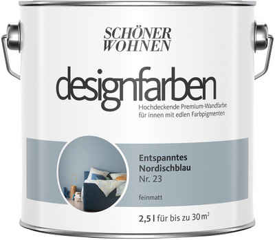 SCHÖNER WOHNEN-Kollektion Wand- und Deckenfarbe »Designfarben«, 2,5 L, Entspanntes Nordischblau Nr. 23, hochdeckende Premium-Wandfarbe