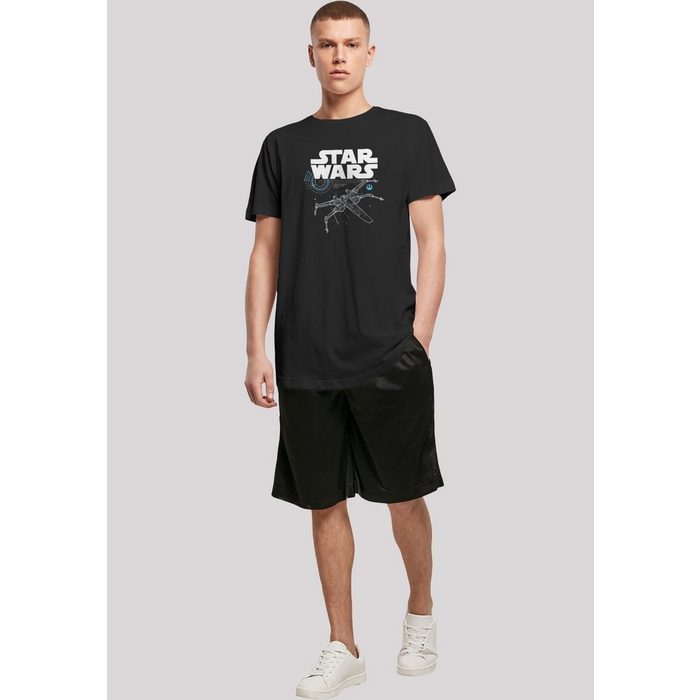 F4NT4STIC T-Shirt Long Cut T Shirt 'Star Wars The Last Jedi X Wing' Herren Premium Merch Lang Longshirt Bedruckt