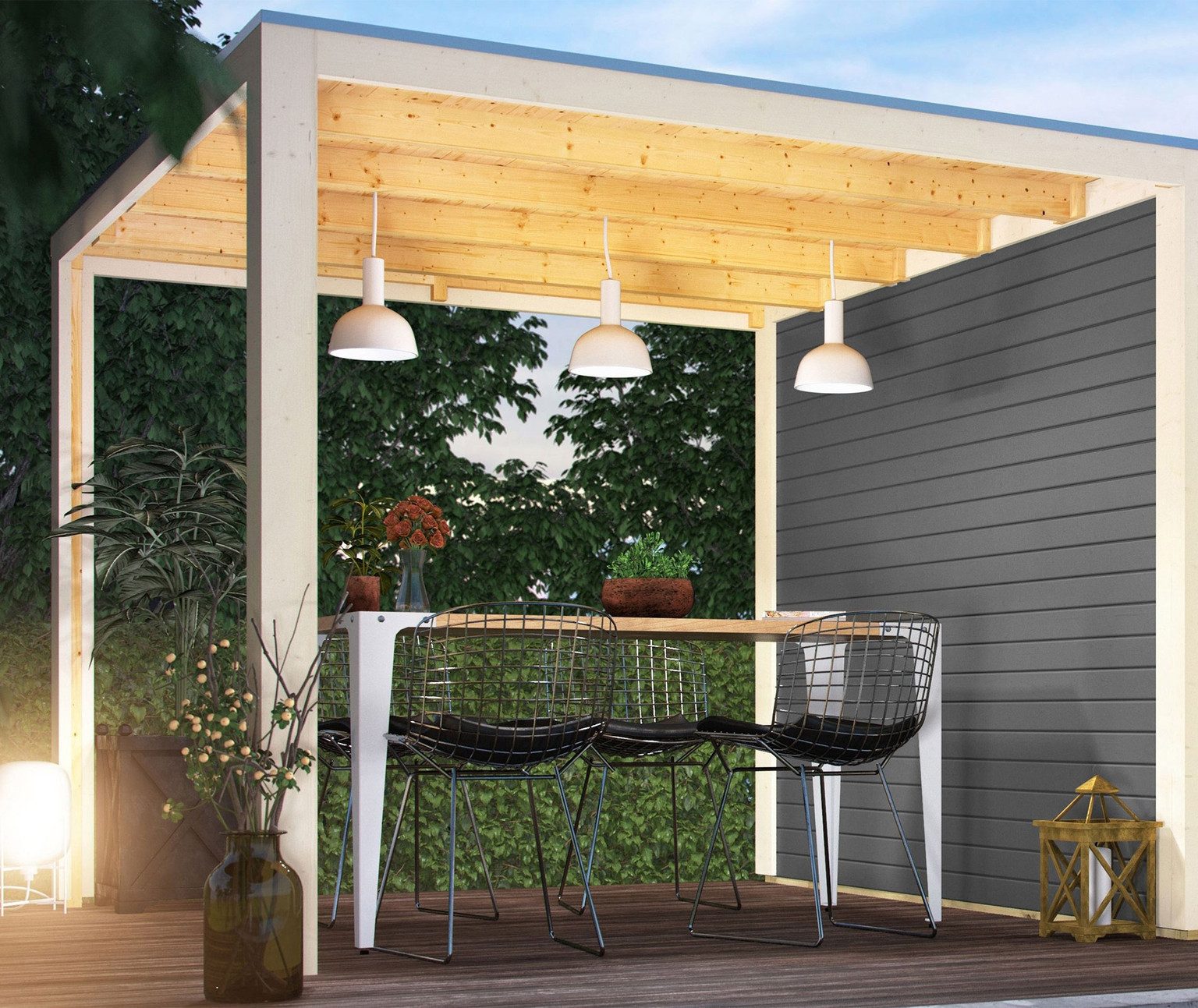 HORI Gartenhaus HORI Gartenhaus Anbau für "Henne", terragrau/weiß