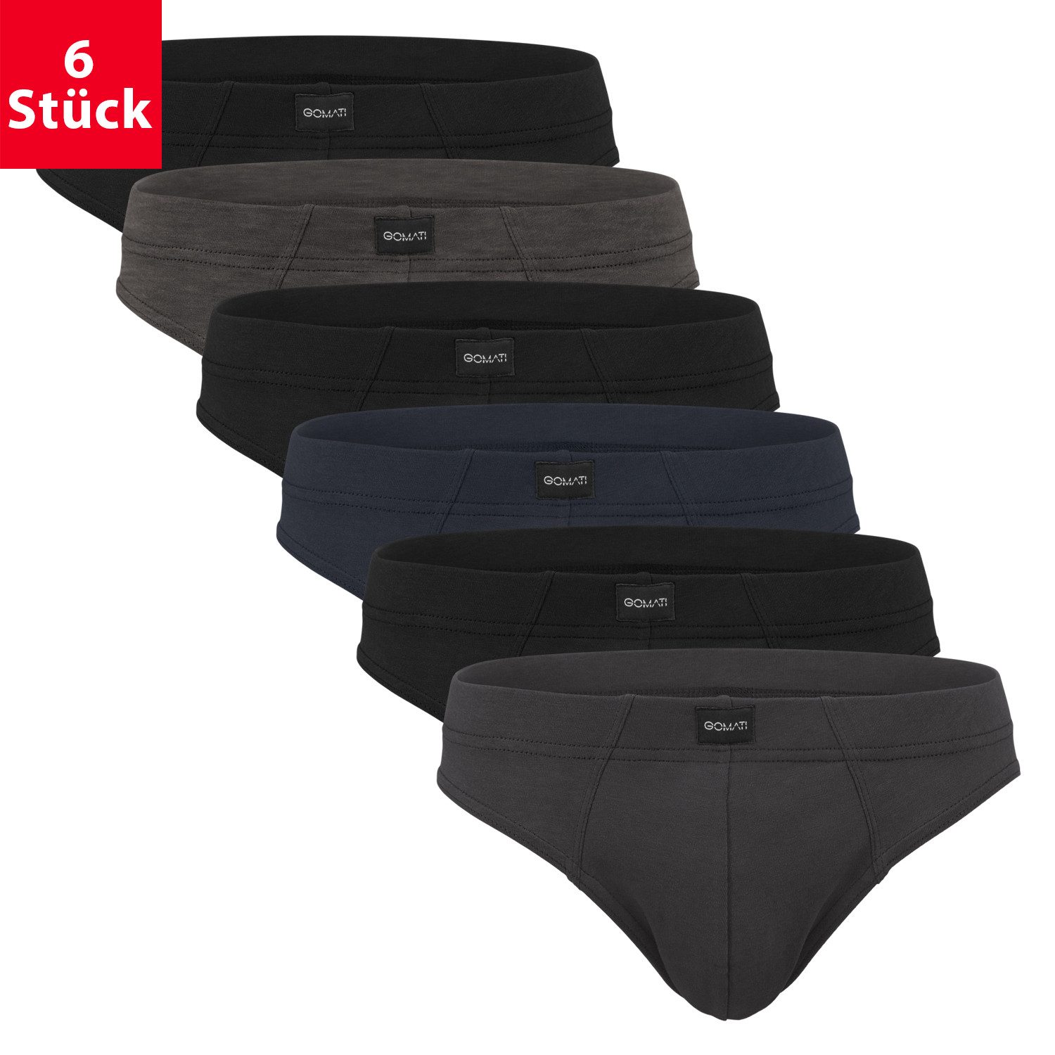 Gomati Slip 6er Pack Herren Jersey Slips Baumwoll Unterhosen