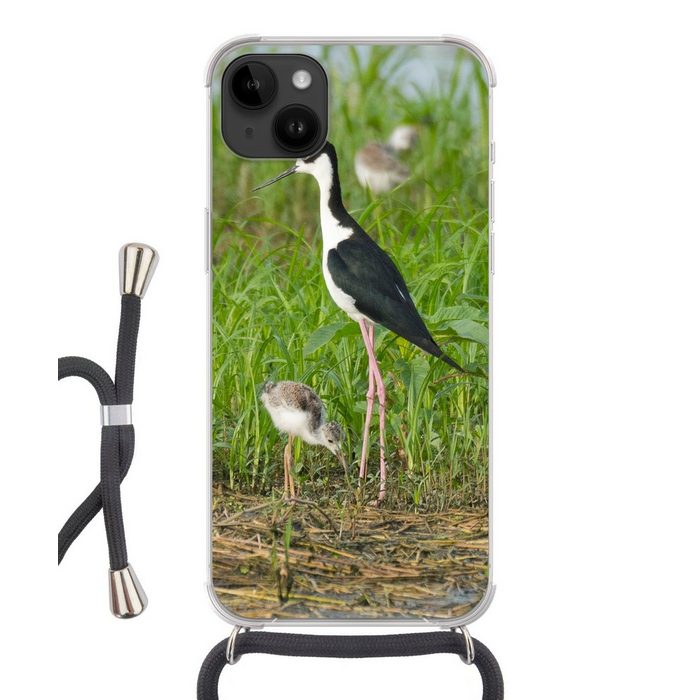MuchoWow Handyhülle Vogel - Gras - Küken - Sumpf Handyhülle Telefonhülle Apple iPhone 14 Plus