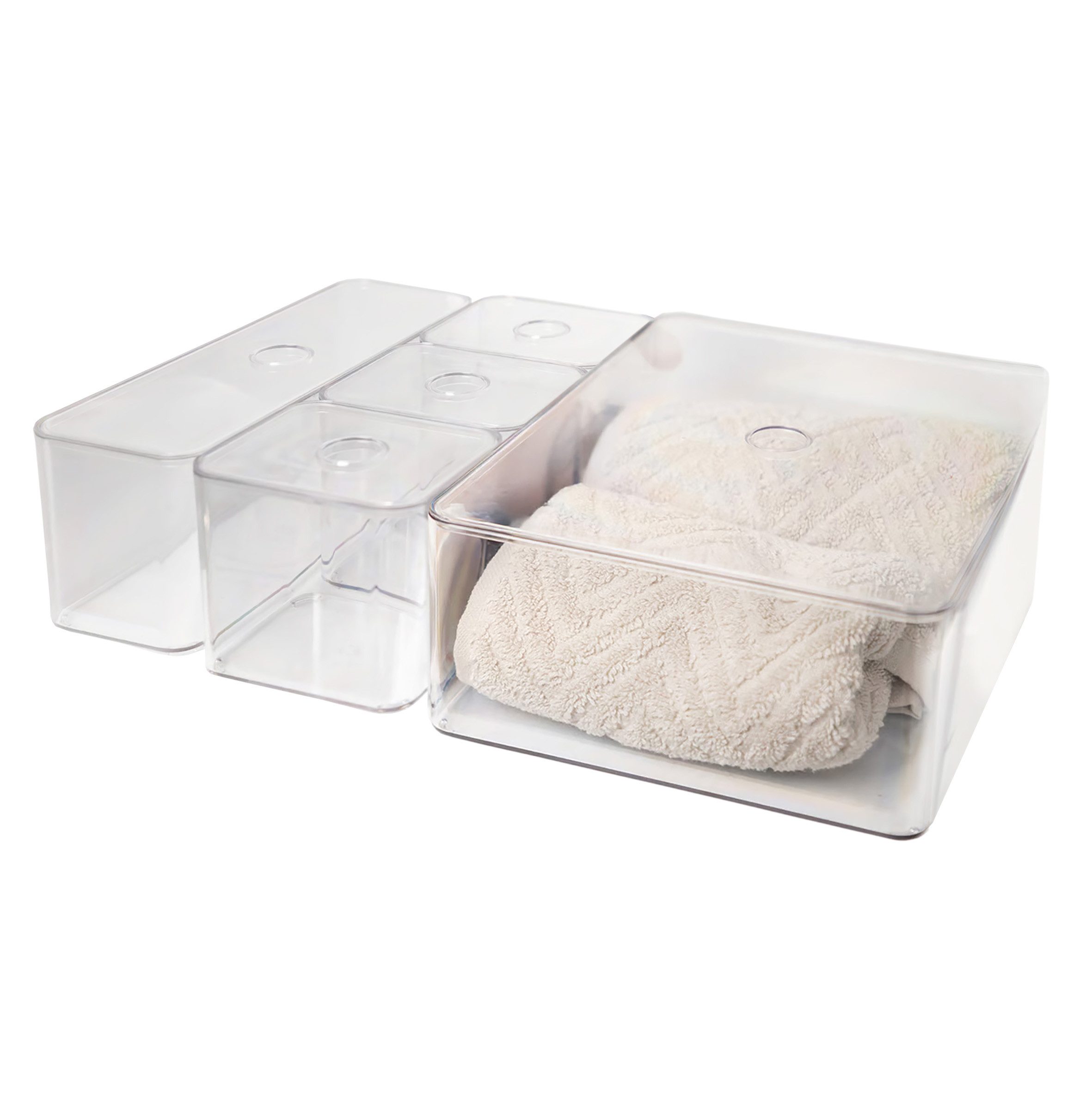 Spetebo Aufbewahrungsbox Badezimmer Organizer transparent (Set Boxen, 5 St. günstig online kaufen