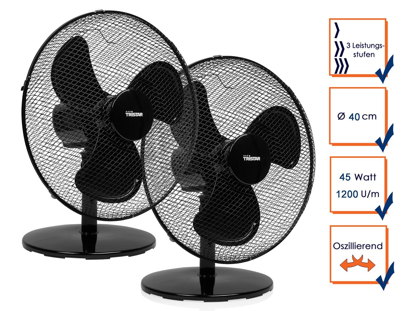 Tristar Tischventilator, 2er SET kleine Windmaschine günstig online kaufen