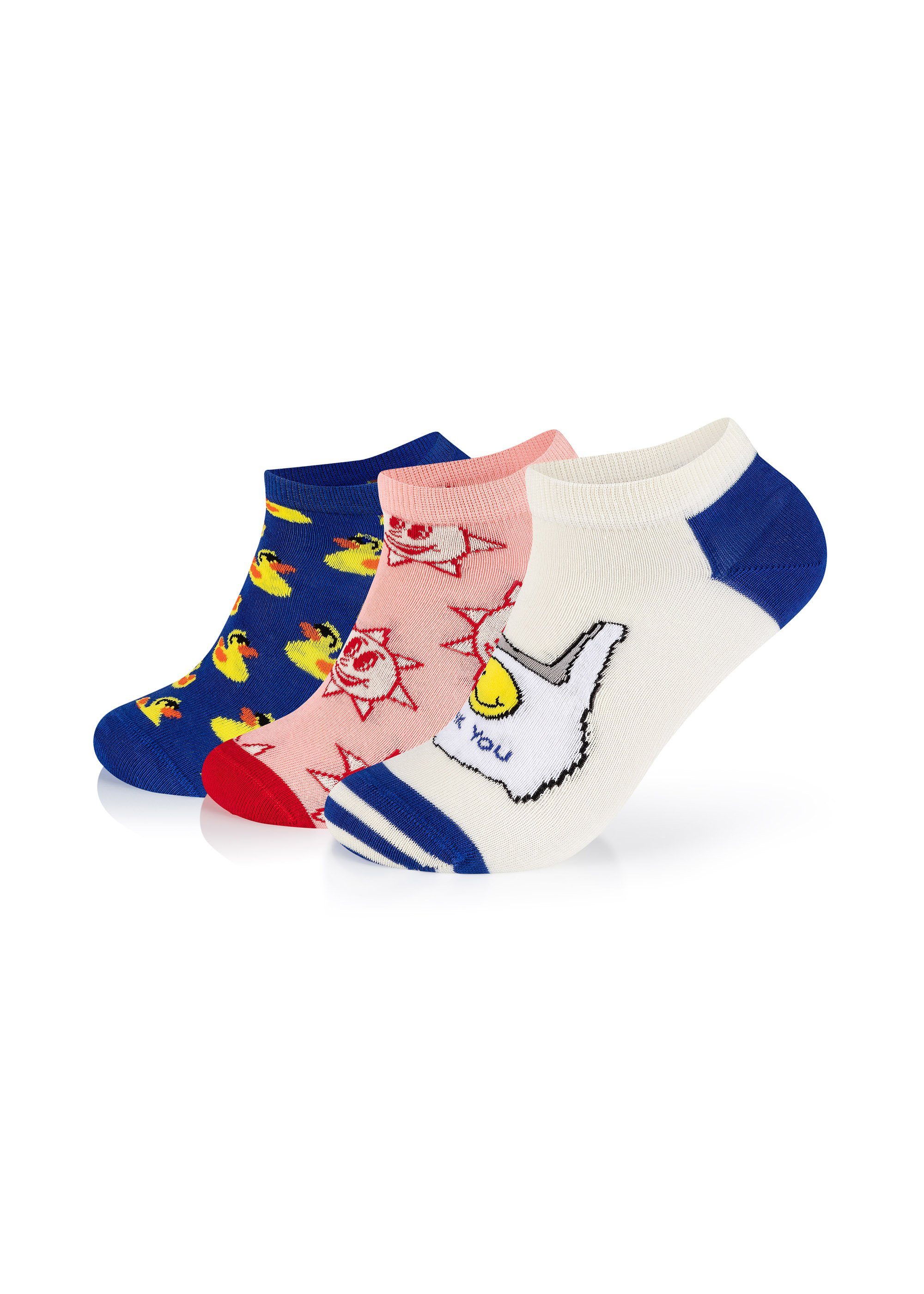 Happy Socks Sneakersocken 3-Pack Low Great Day-Rubber Duck gekämmte Baumwolle