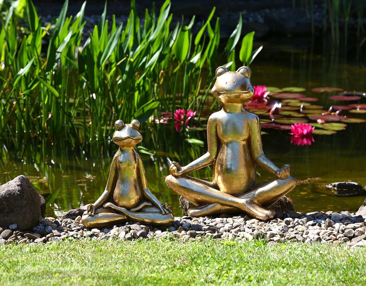 Frosch GILDE oder 62cm Meditierende in Figur Dekoobjekt Höhe Garten 34cm Gold Yoga Zen