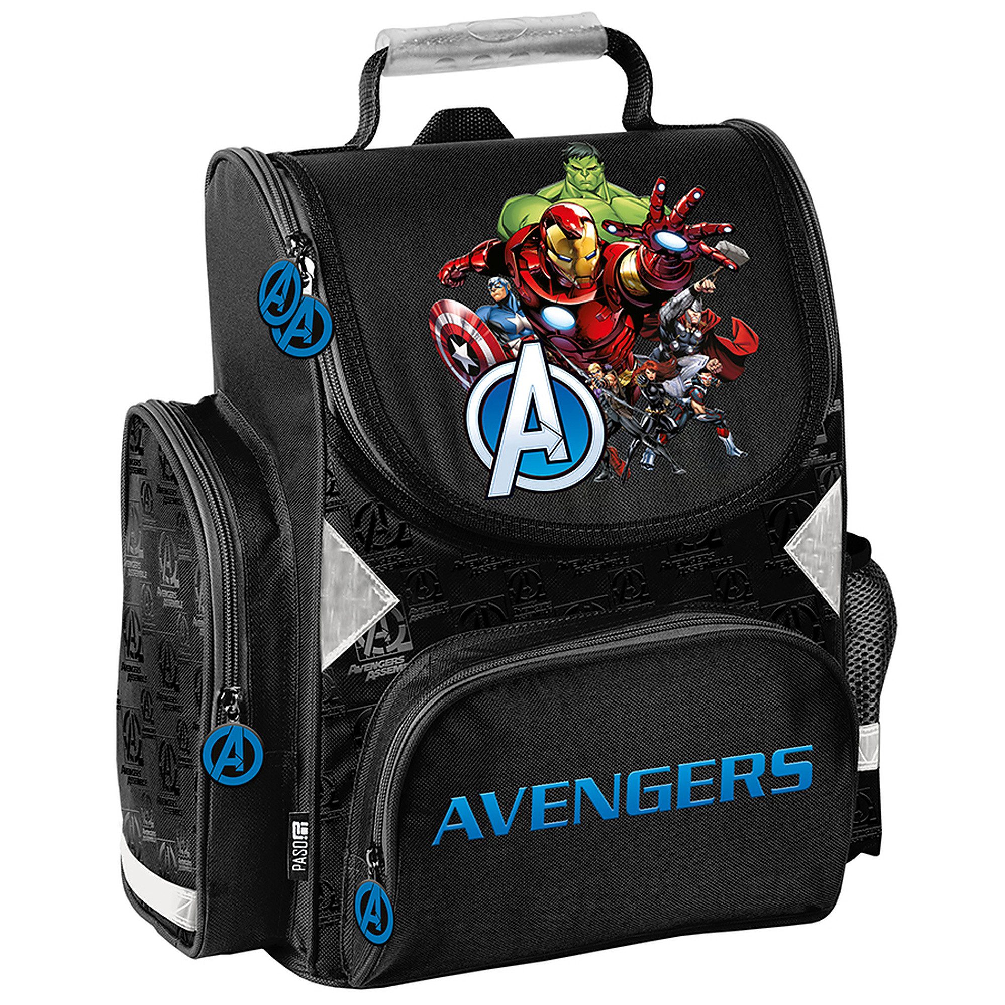 PASO Schulrucksack Mega-Set Marvel Avengers Schulset 6-tlg (Rucksack + Turnbeutel + Federmäppchen + Lunchbox + Trinkflasche + Sporttasche, 6-tlg)