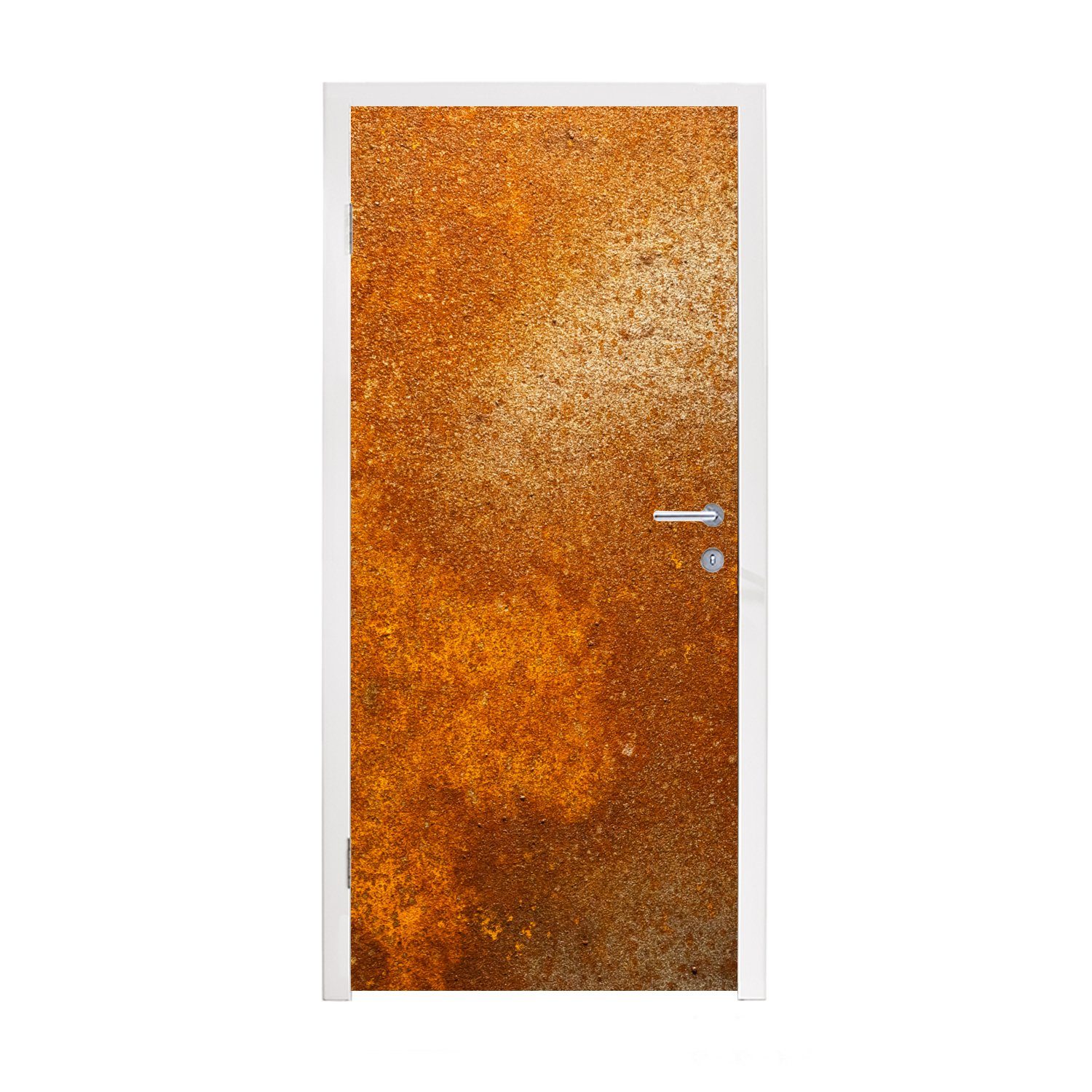 Vintage - Matt, (1 - Industriell, Fototapete MuchoWow 75x205 Tür, bedruckt, - Metall Orange Rost für Türtapete Türaufkleber, - St), cm