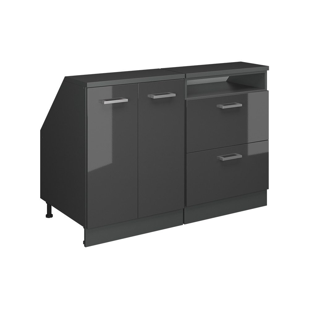 Vicco Unterschrank R-Line, Anthrazit Hochglanz/Anthrazit, 120 cm 2er Set Schrankkorpus... (2-St)