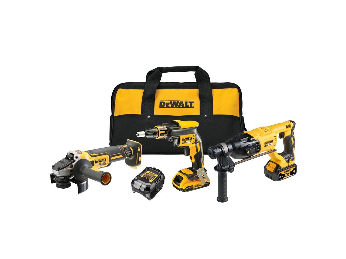 DeWalt (3-tlg) Akku-Set (18 V), Inkl. 1x 18 V/4 Ah Akku & 1x 18 V/2 Ah mit Schnellladegerät in Softbag