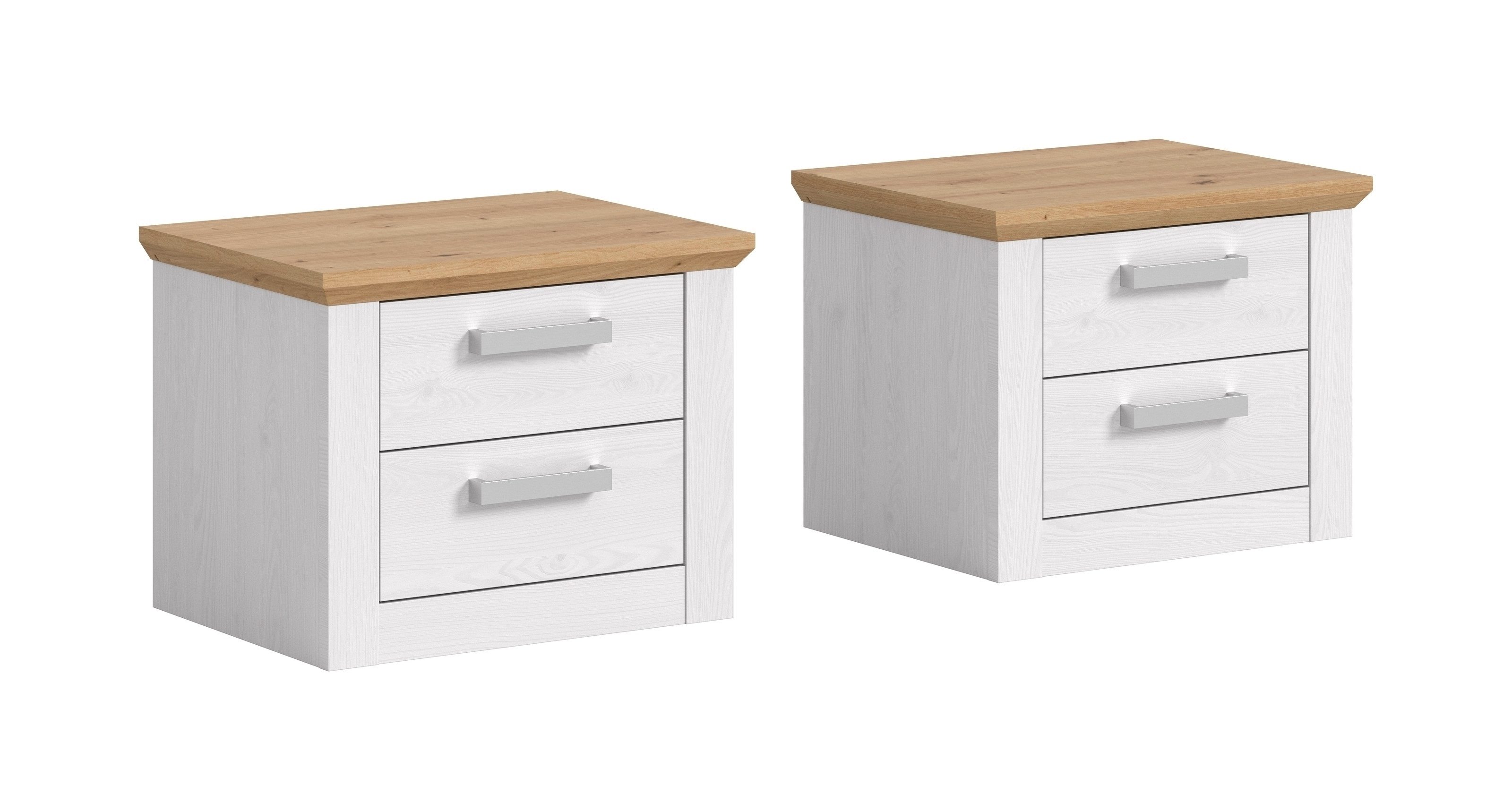 freiraum Nachtkommode Verona, 2er Set in Sibiu Lärche, Spannplatte/MDF - 56x43x39cm (BxHxT)
