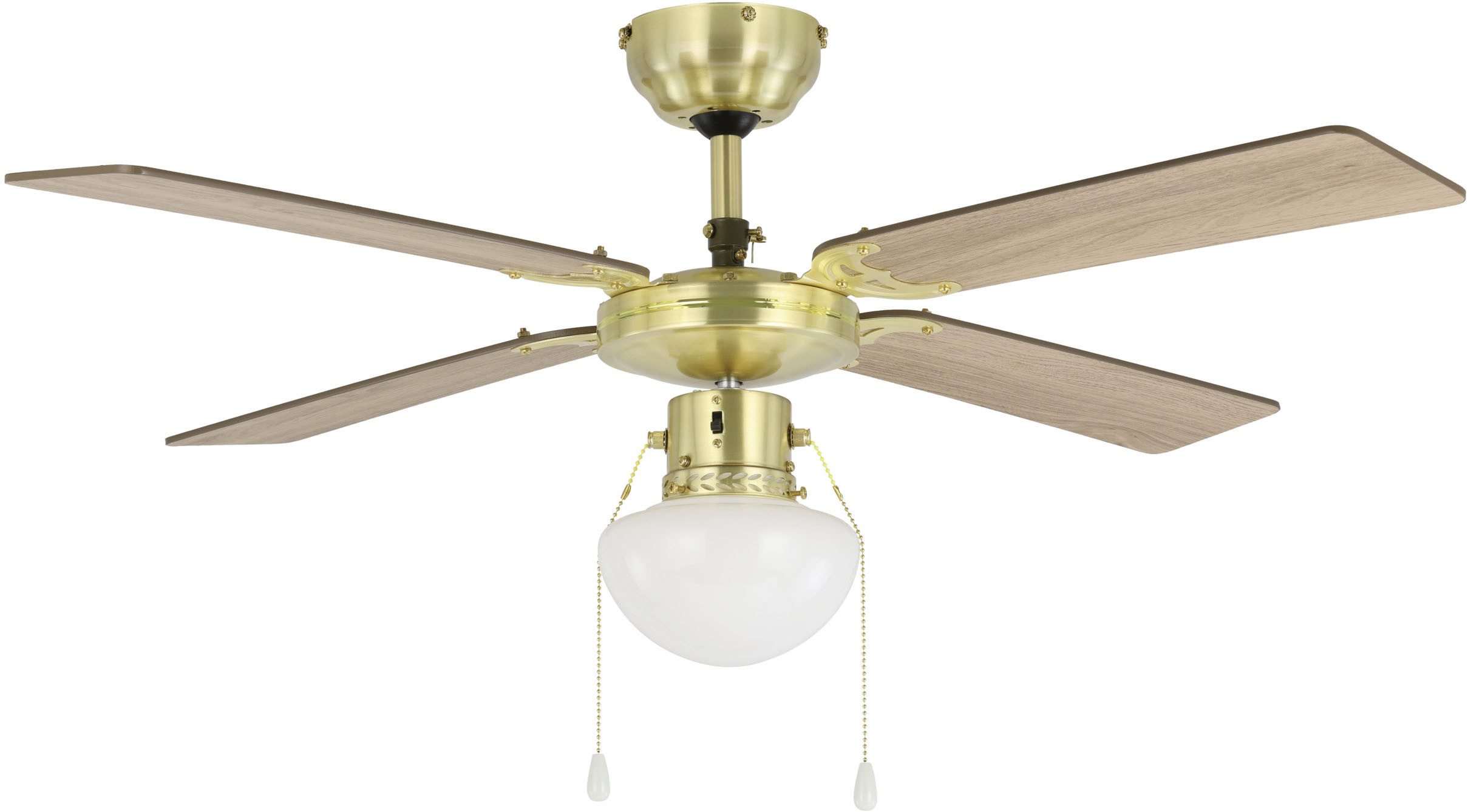 EGLO Deckenleuchte FORTALEZA Ventilator & Licht - Stahl - E27 - 1X60W - IP20, Ein-/Ausschalter, Ventilatorfunktion, ohne Leuchtmittel, Ventilator mit Beleuchtung, Wohnzimmer, Schalfzimmern, H42 x Ø106,6 cm