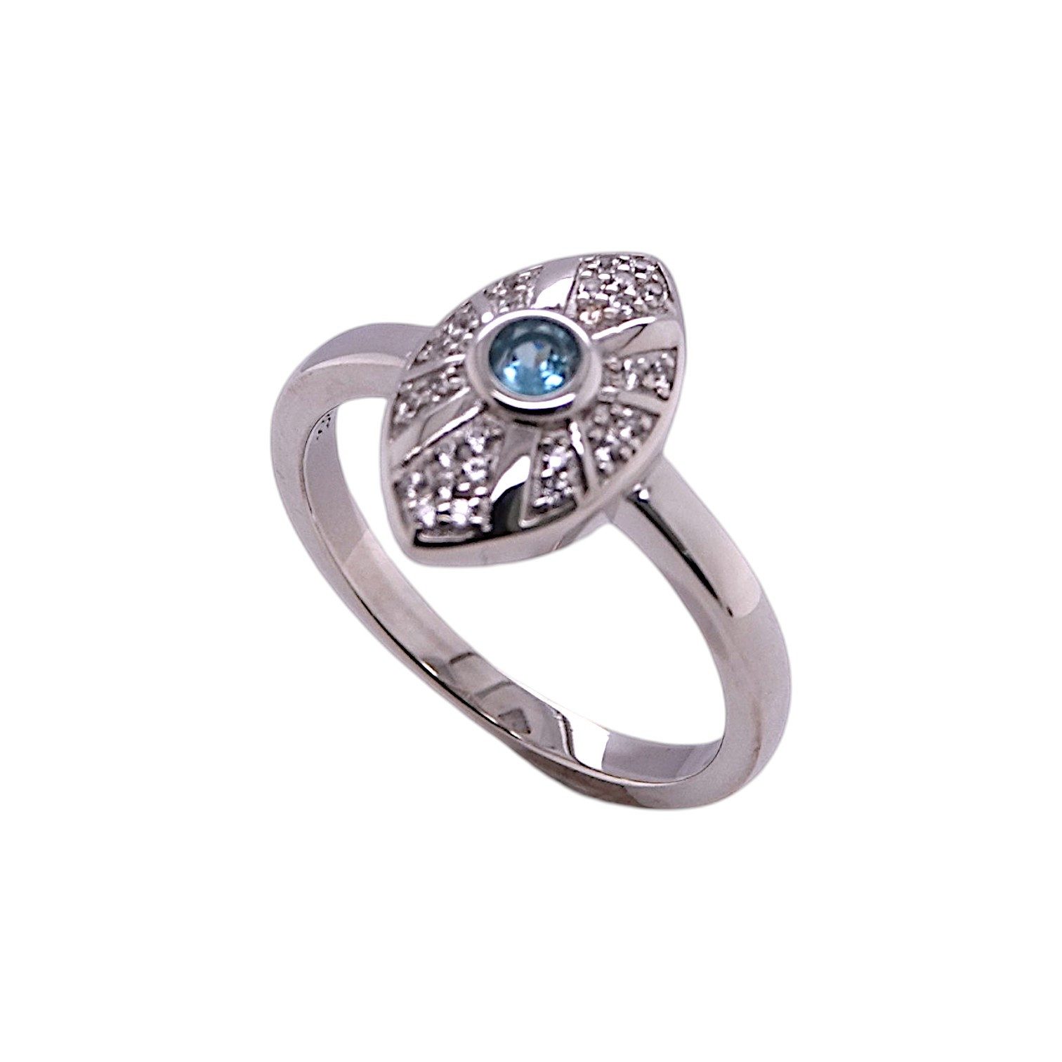 Sogni d'oro Fingerring mit paraibafarbenem Apatit und Zirkonen, Silber 925