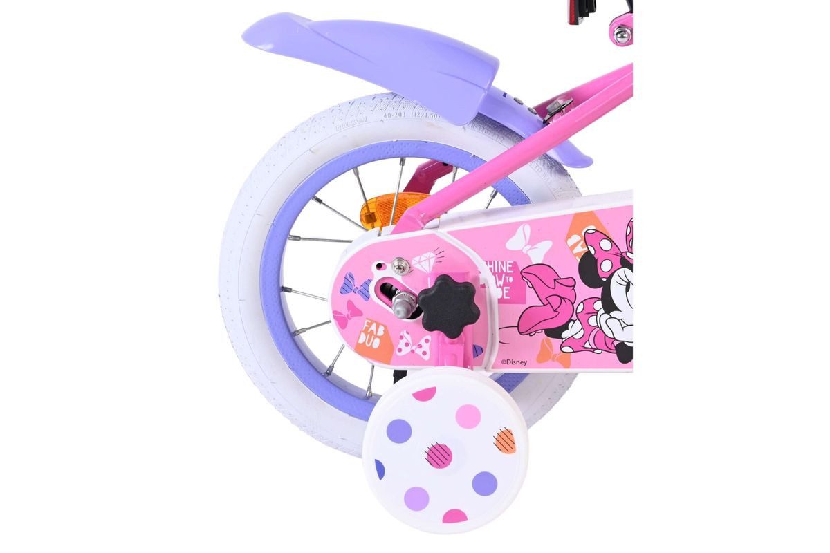 Volare Kinderfahrrad 12 Zoll Kinderfahrrad Mädchenfahrrad Fahrrad Minnie Mouse 20522-CB12, Rücktritt, Korb, Stützräder