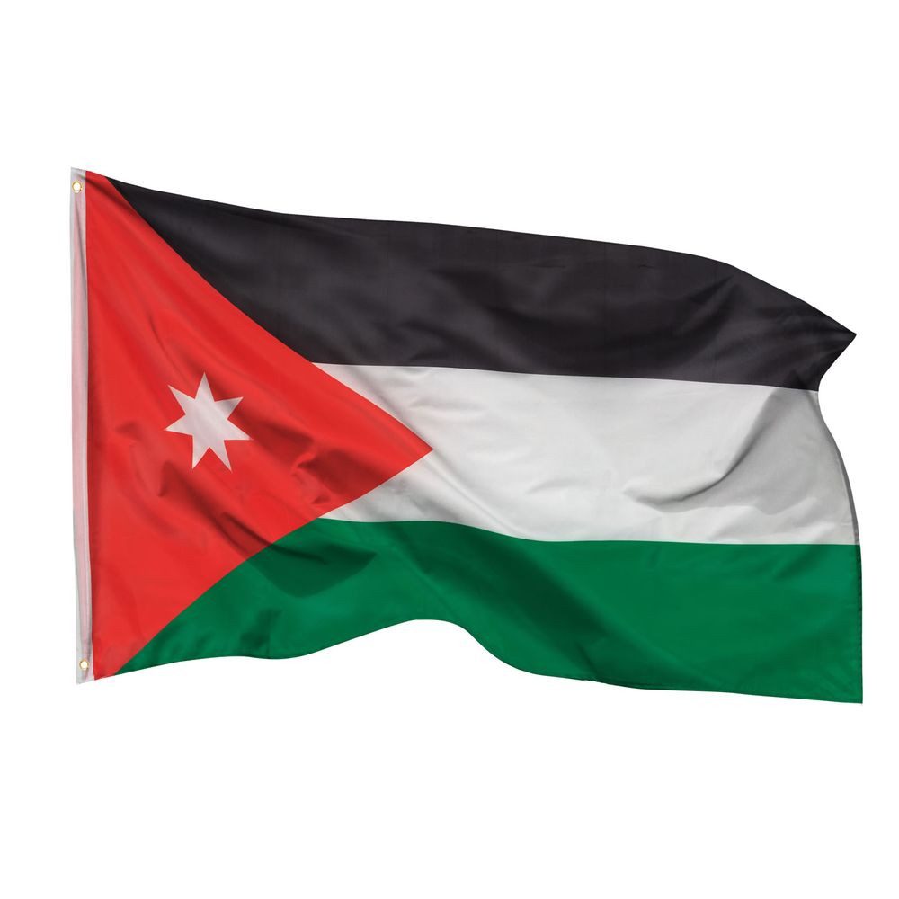 PHENO FLAGS Flagge Jordanien Flagge 90x150 cm – Wetterfeste Nationalflagge, Inkl. 2 Messing Ösen