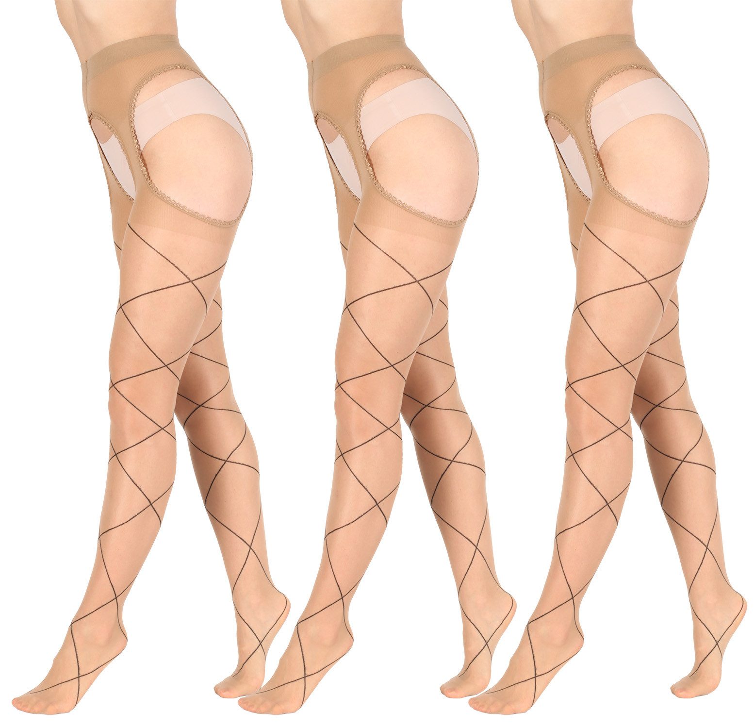 Ouvert Strumpfhose Love Desire Netz Muster offener Stritt, schrittfrei
