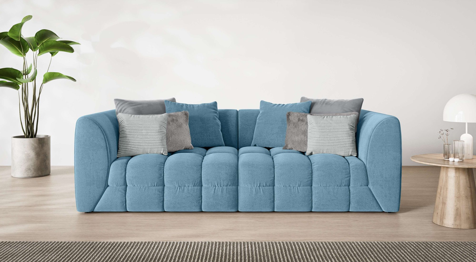 s.Oliver Big-Sofa COBBO 3-Sitzer Design-Sofa Bubble-Optik, Maße B/T/H: 259/126/104 cm, mit vielen Kissen, moderne Steppung und hoher Sitzkomfort