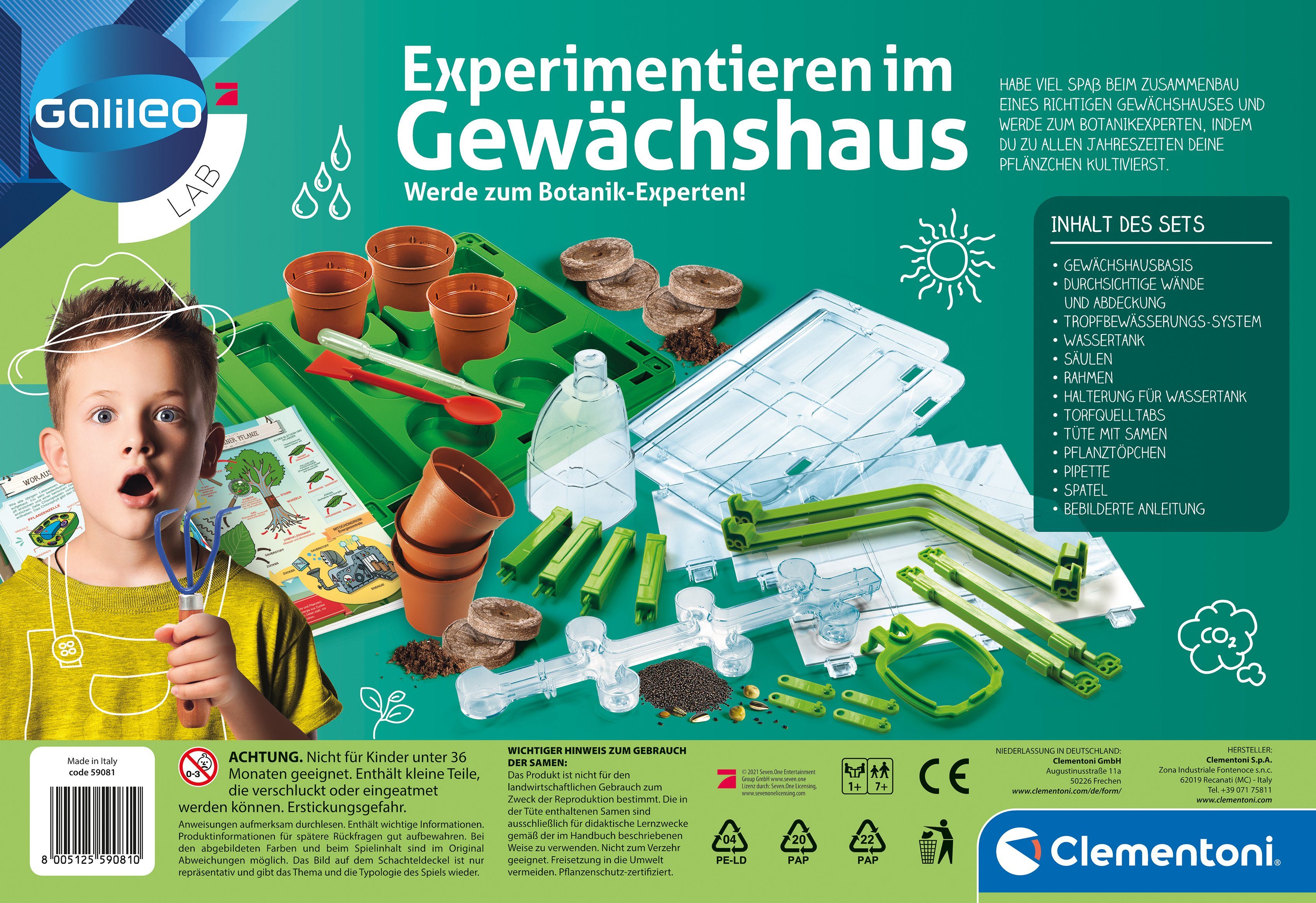 Clementoni® Experimentierkasten Galileo, Experimentieren im Gewächshaus, günstig online kaufen