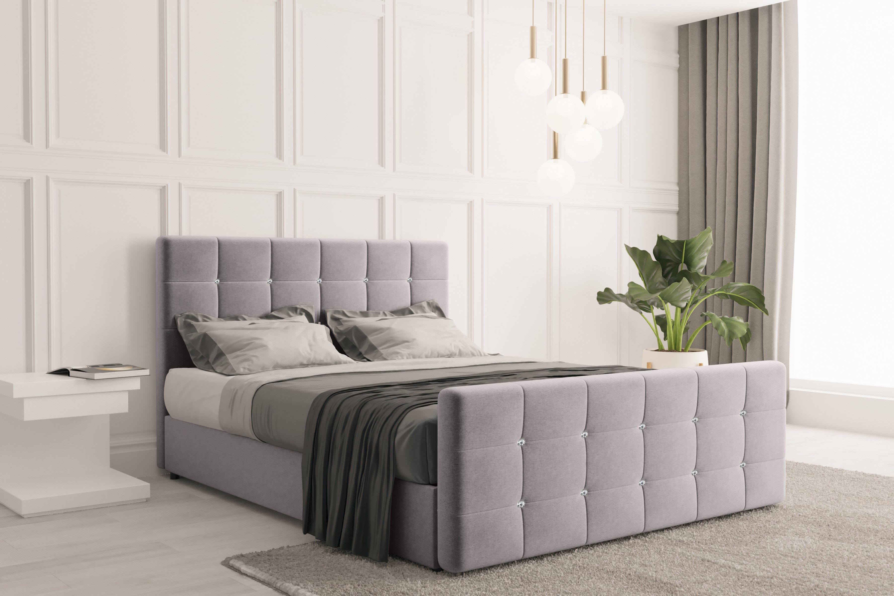 Kaiser Möbel Boxspringbett mit bettkasten und matratze, Schlafzimmerbett ROMA stoff Soro, Topper, Container
