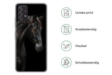 MuchoWow Handyhülle Pferd - Tiere - Schwarz - Porträt, Phone Case, Handyhülle Samsung Galaxy A53, Silikon, Schutzhülle