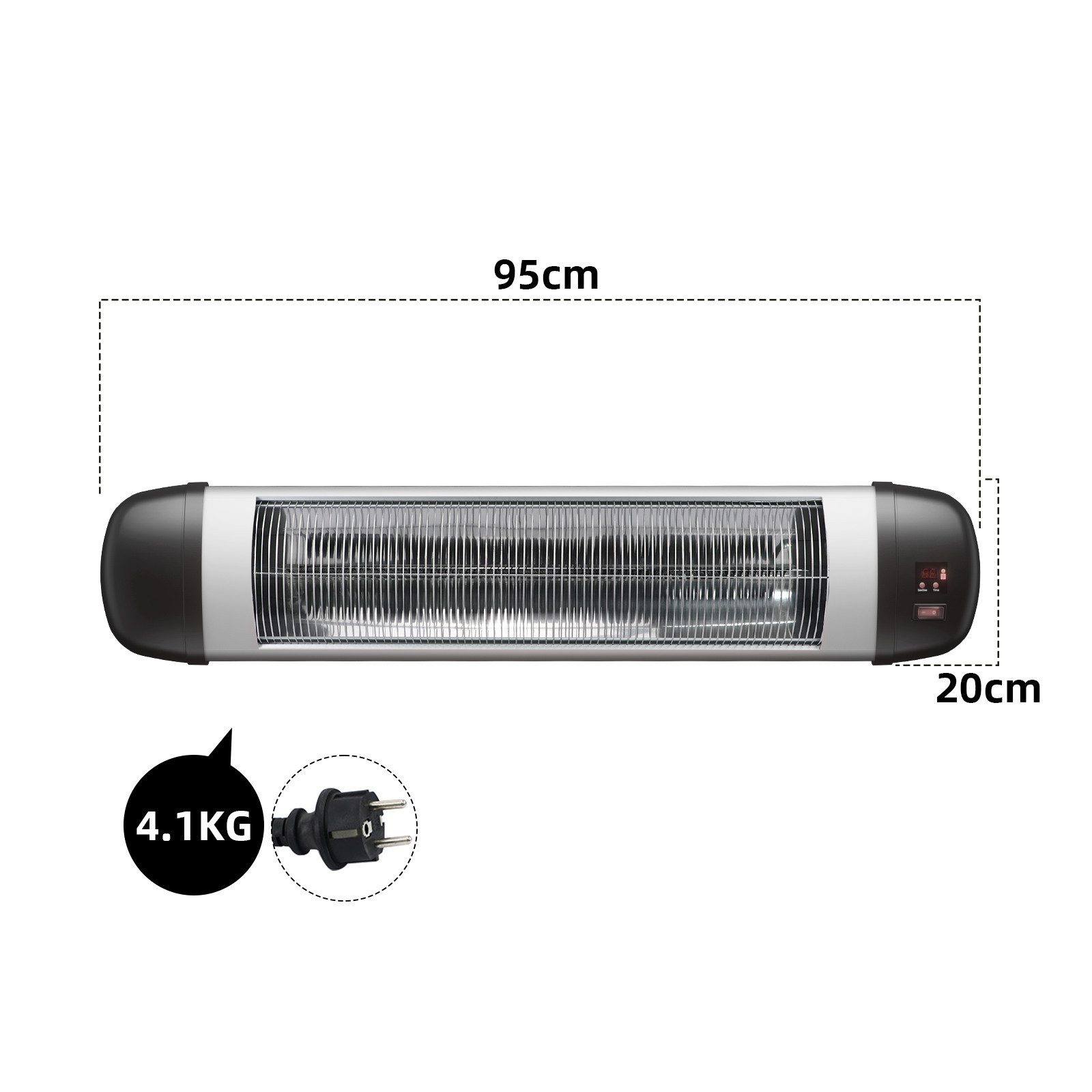 ZMH Heizlüfter Terrasse Infrarotheizung - 2500W 3 Heizstufen Wandmontage für Garten, 2500 W, mit Fernbedienung 850W-2500W Elektrisch Wärmestrahler