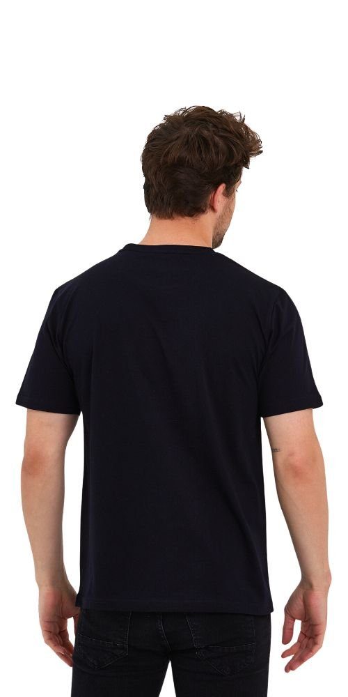 Baumwolle T-Shirt COMEOR Ärmel 1-tlg) gerader Dunkelblau Herren (Packung, Abschluss Basic mit T-Shirts
