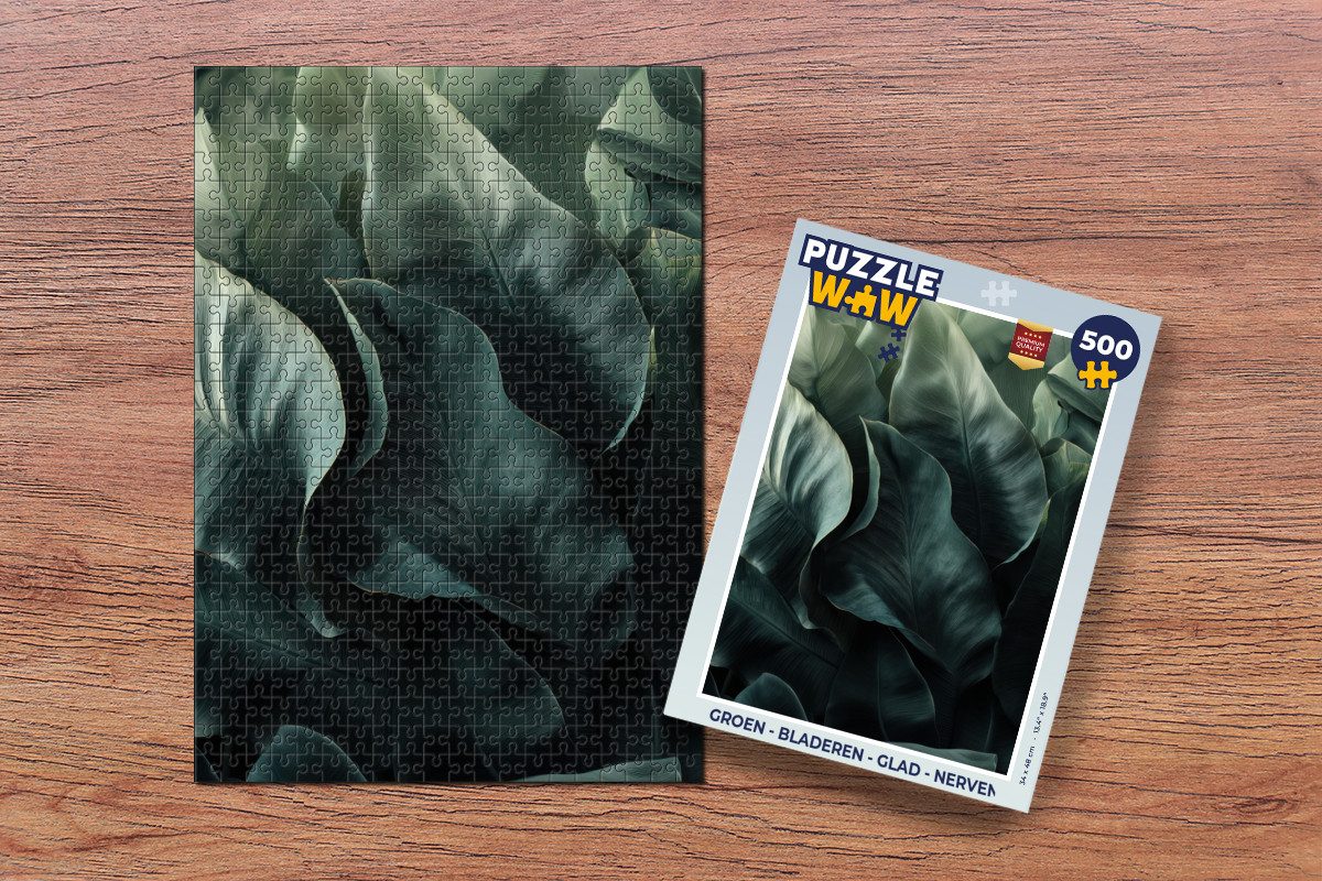 MuchoWow Puzzle Grün - Blätter - Glatt - Adern, 500 Puzzleteile, Foto-Puzzle, Bilderrätsel, Puzzlespiele, Spielzeug