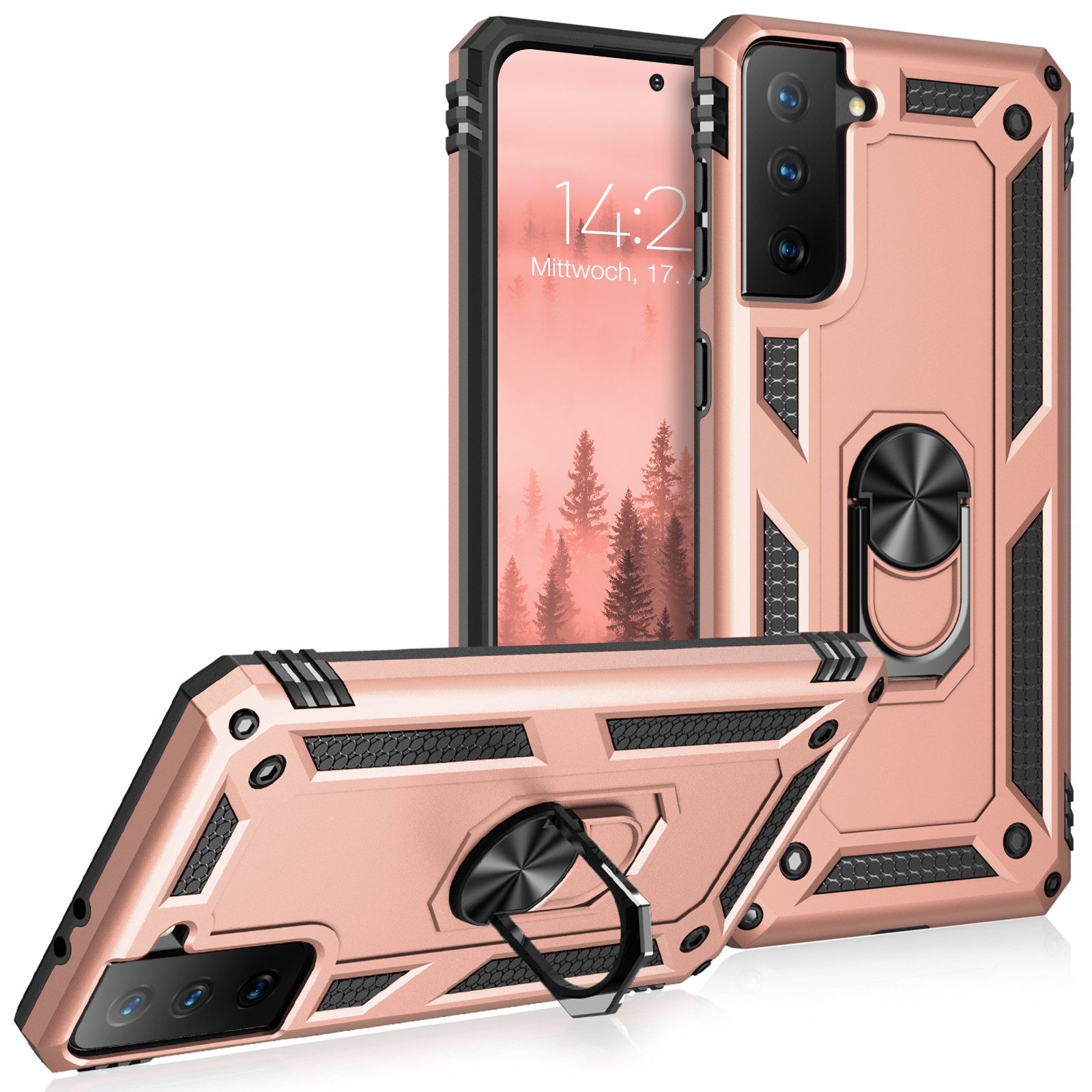 Tec-Expert Handyhülle Outdoor Cover Hülle für Samsung Galaxy S21 FE 6.4 Zoll, 6.4, Premium Hülle aus verstärktem Polycarbonat