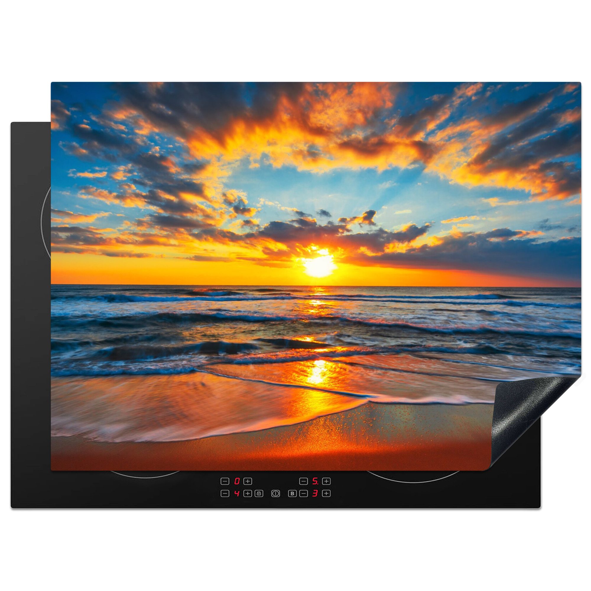MuchoWow Herd-Abdeckplatte Sonne - Strand - Meer - Sonnenuntergang, Vinyl, (1 tlg), Küche Herdabdeckung Ceranfeld Induktionsfeld Vinyl, 65x50 cm