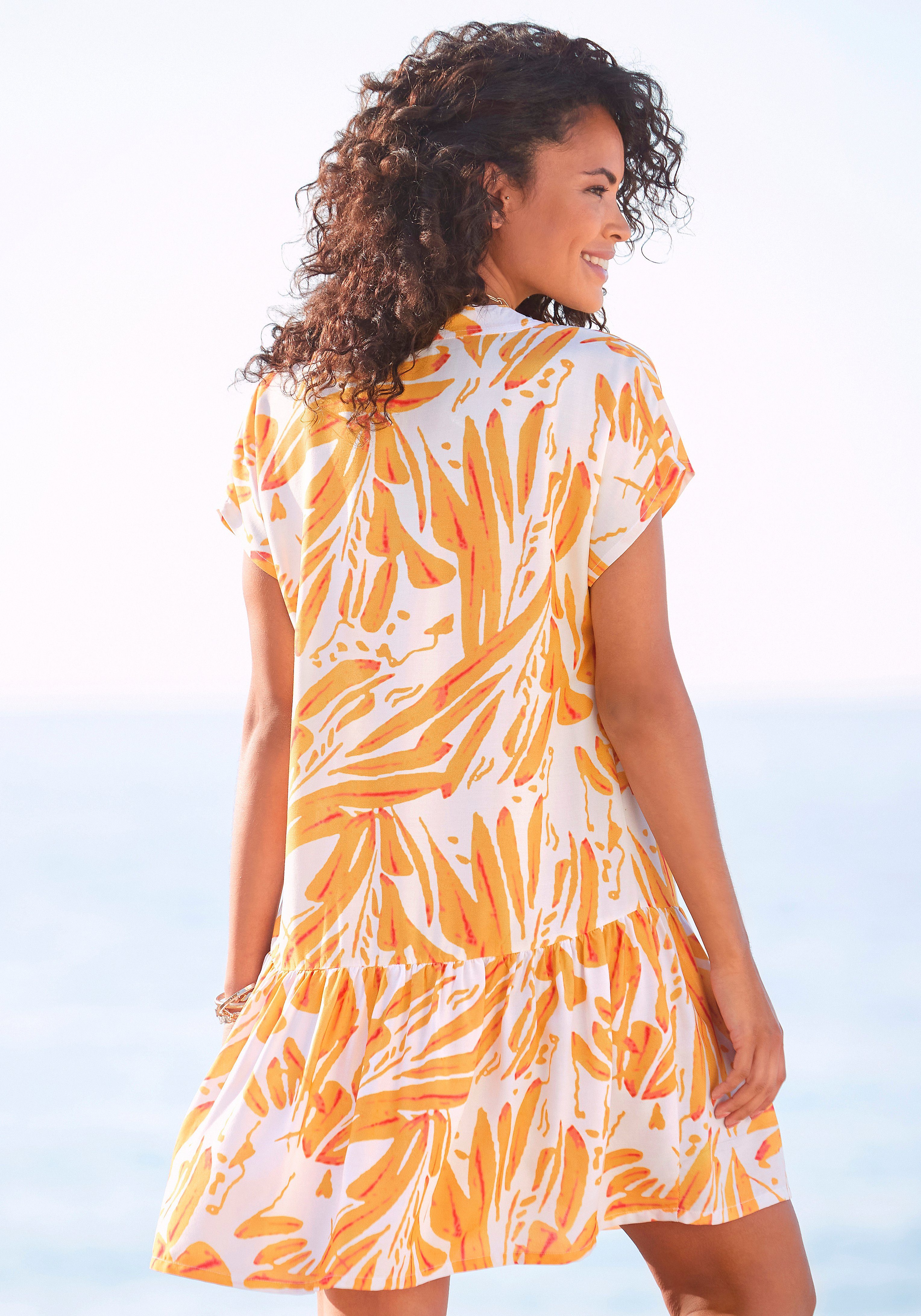 s.Oliver Blusenkleid mit Volant am Rock, Tunikakleid, Sommerkleid, Strandkleid