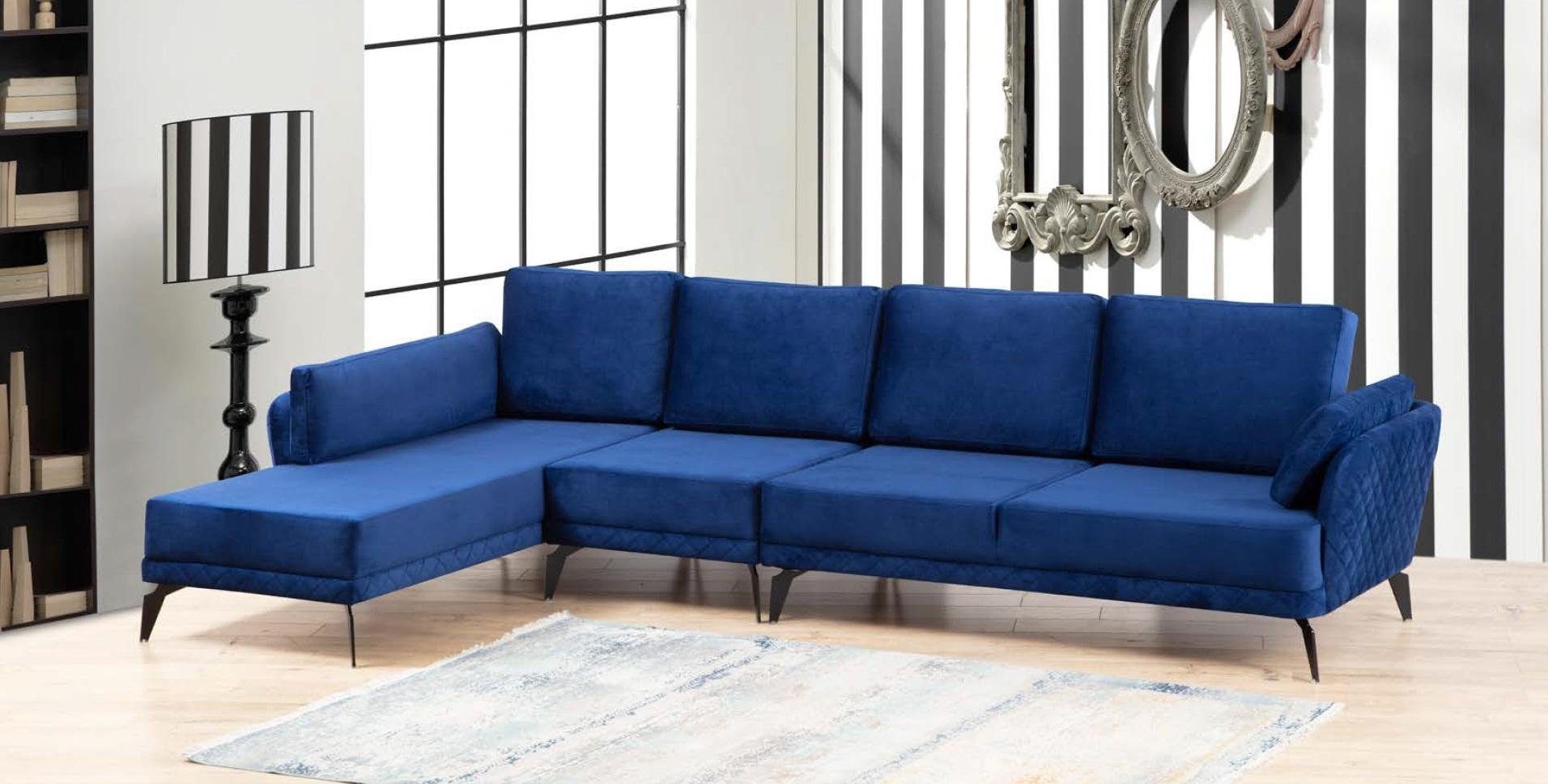 Ecksofa in Blau Europe Couch Made Ecksofa Polsterung Neu, Textil Modern JVmoebel L-Form