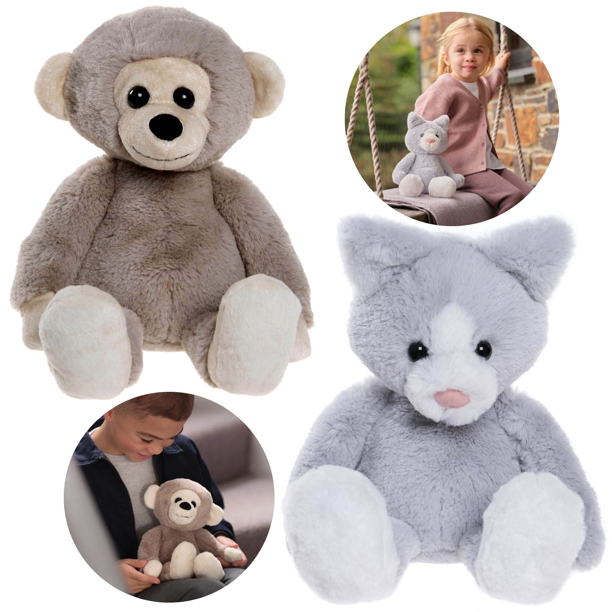 Kuscheltier Charlie Bears, 2 Kuscheltiere, Bear&Me: Affe Cheeky und Katze Puddy