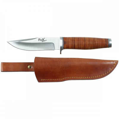 FoxOutdoor Taschenmesser Fahrtenmesser, Ranger 11, Ledergriff, Scheide, 11 cm Klingenlänge