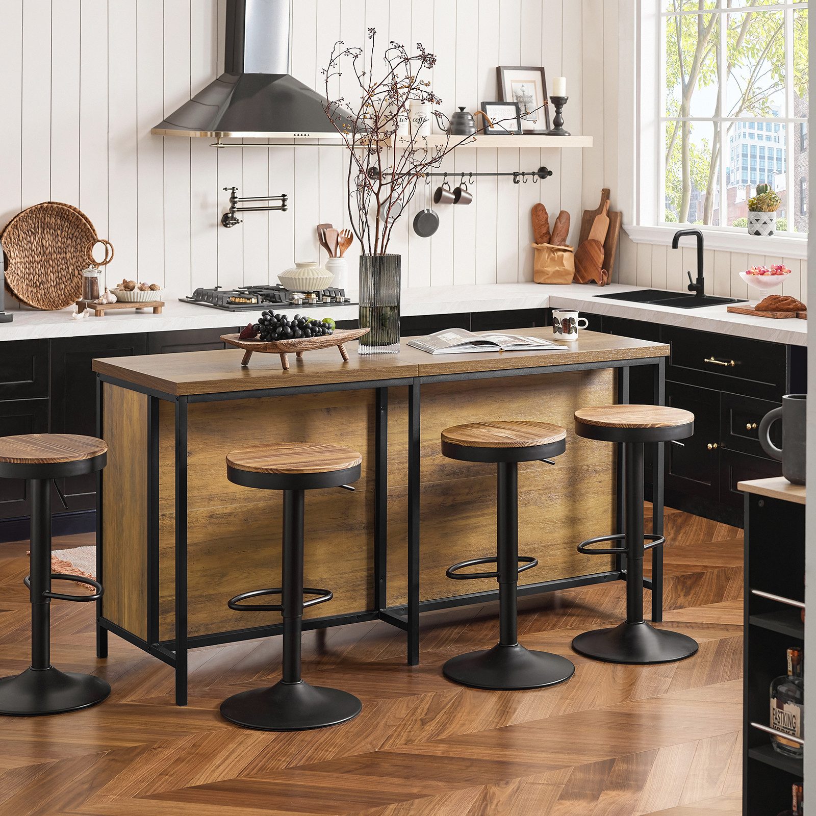 SoBuy Küchenbuffet KNL01, Vitrinenschrank Buffet Küchenarbeitsblock Arbeitsinsel Kücheninsel freistehend Küchenschrank Highborad Kommode Sideboard