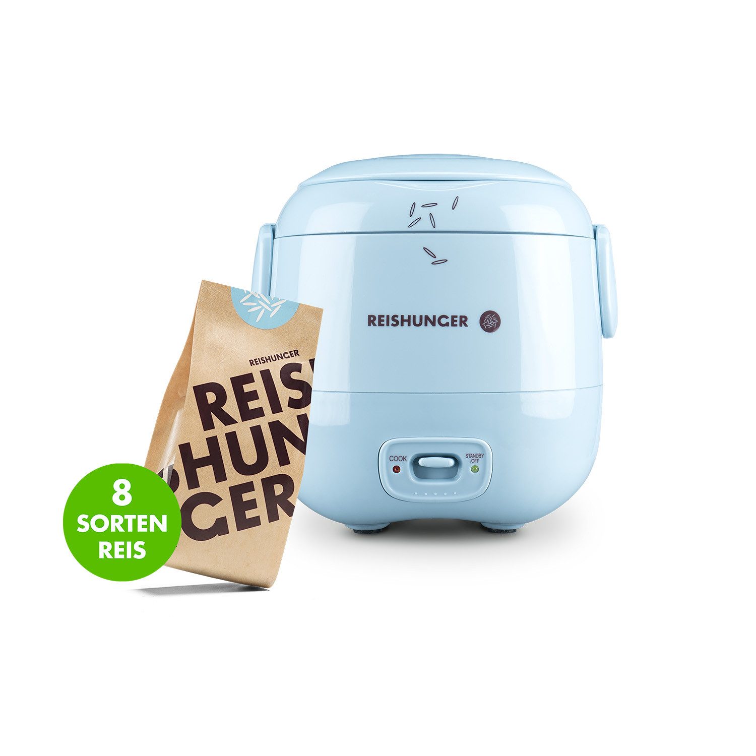 Reishunger Reiskocher Mini Modell – 0,3 L – 1-2 Portionen – Starter Set mit 8 Reissorten