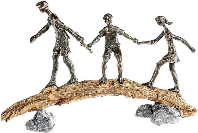 Casablanca by Gilde Dekofigur »Skulptur Balance, bronzefarben/grau« (1 Stück), Dekoobjekt, Höhe 23 cm, Vater mit 2 Kindern, mit Spruchanhänger, Wohnzimmer-Otto