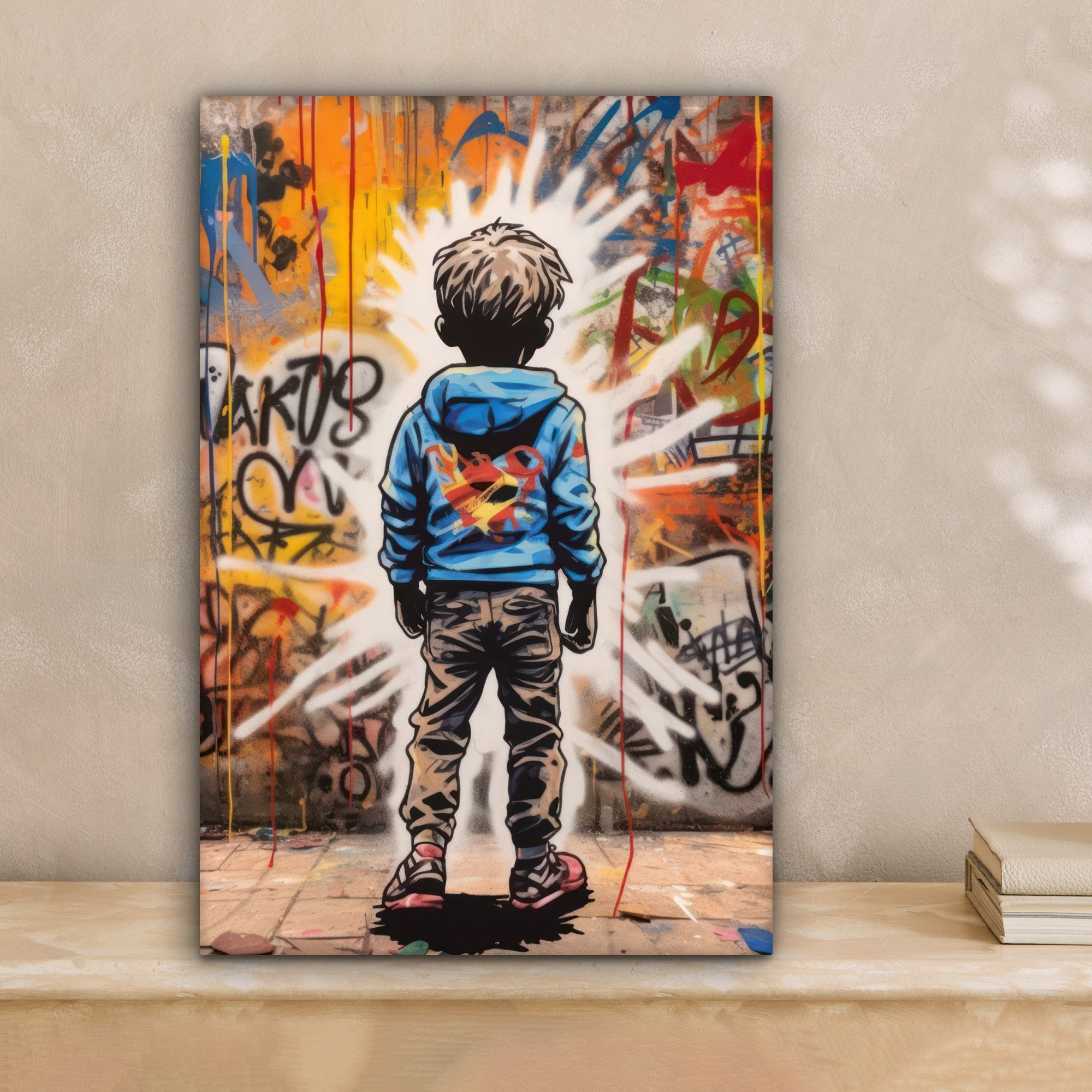 OneMillionCanvasses® Leinwandbild Graffiti - Junge - Farben - Straßenkunst, günstig online kaufen